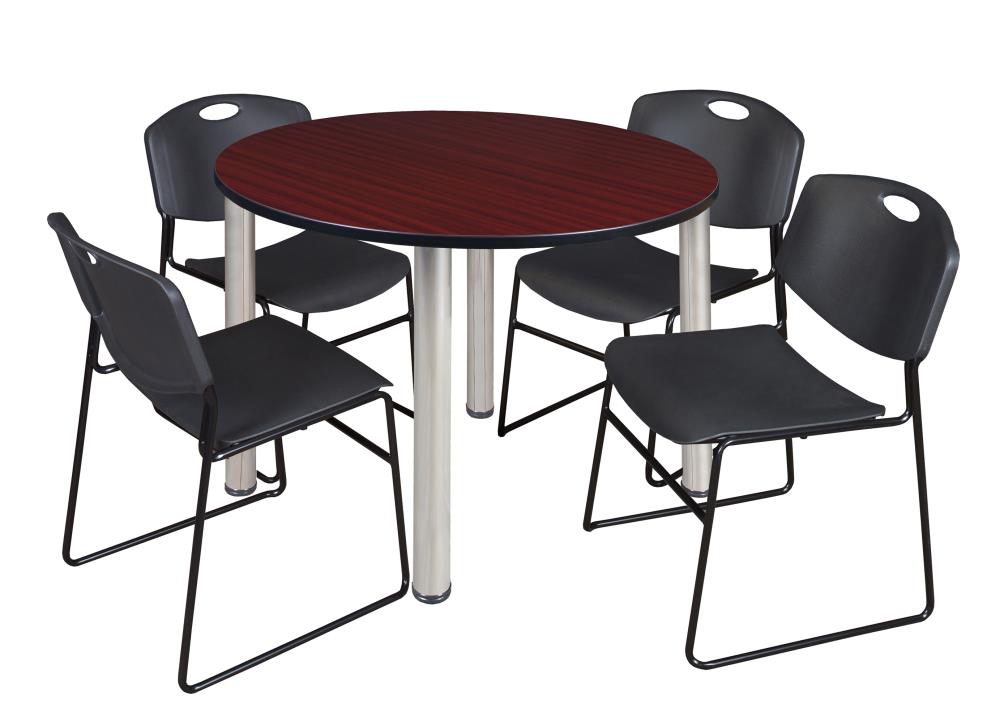 Regency TB48RNDMHBPCM44BK Breakroom Brown 4-Person Training Table (48-in W x 29-in H)
