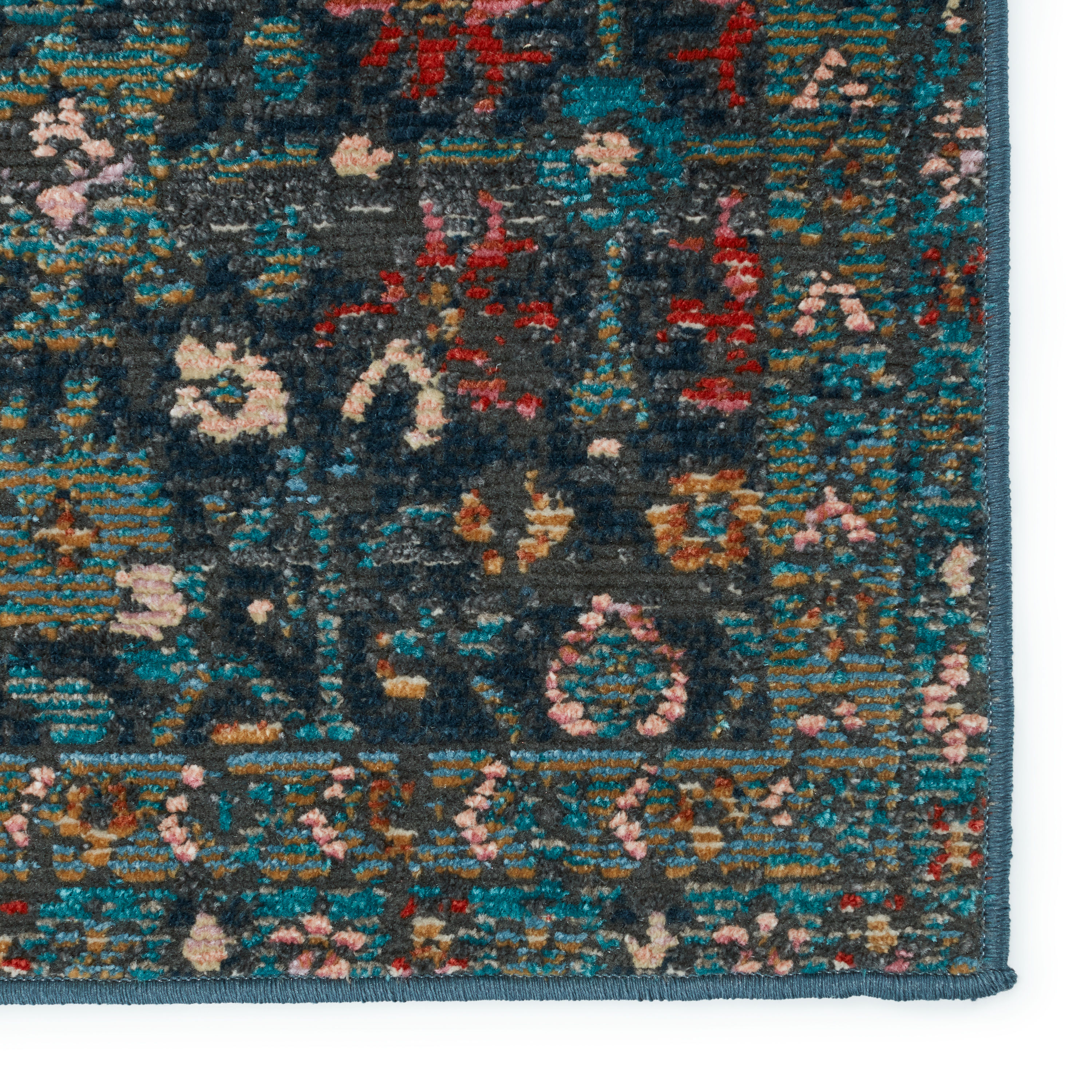 Dark Blue Trellis Rectangular Synthetic 5' x 7' Area Rug