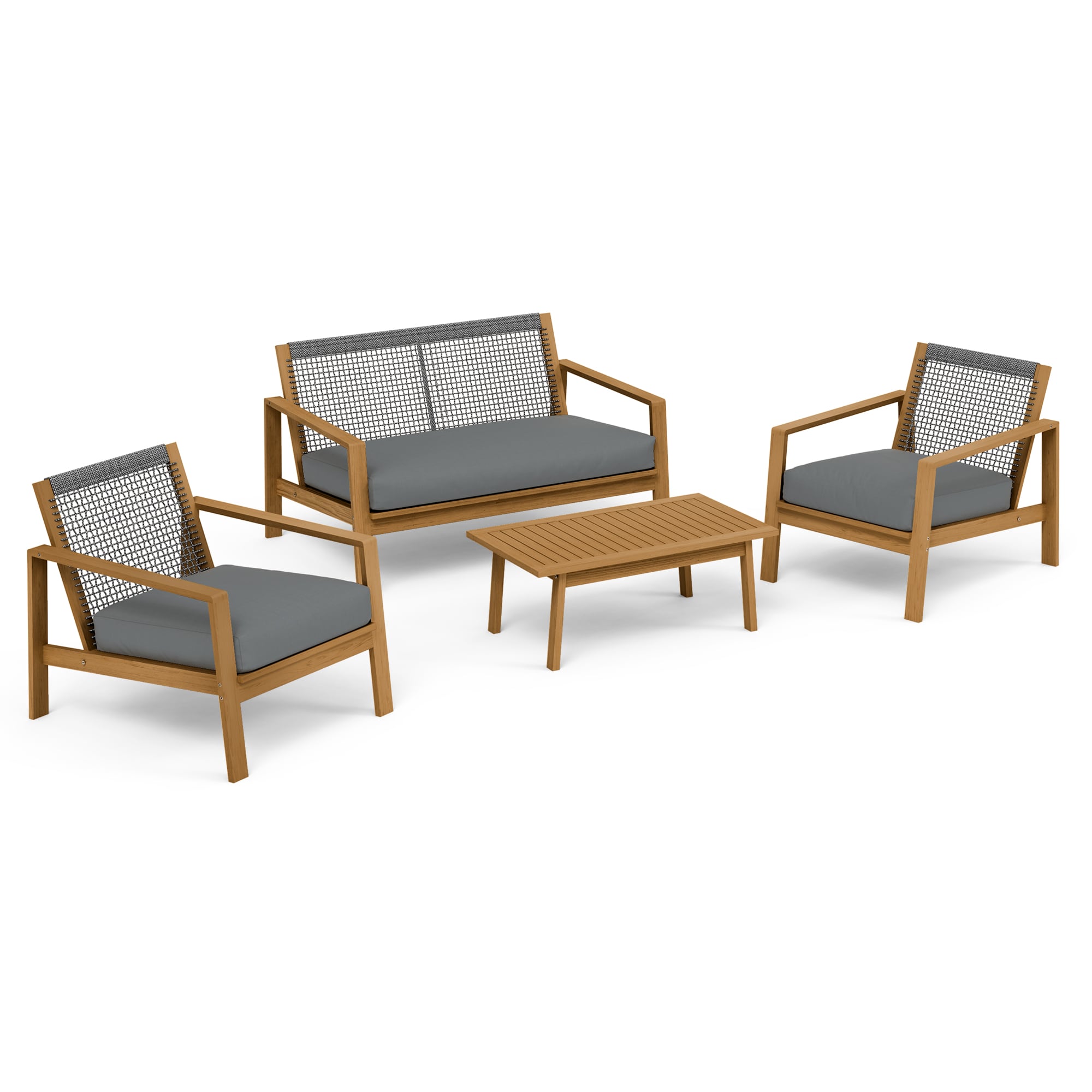 LTMATE LSLR1204 4 -Piece Patio Conversation Set with Gray Cushions