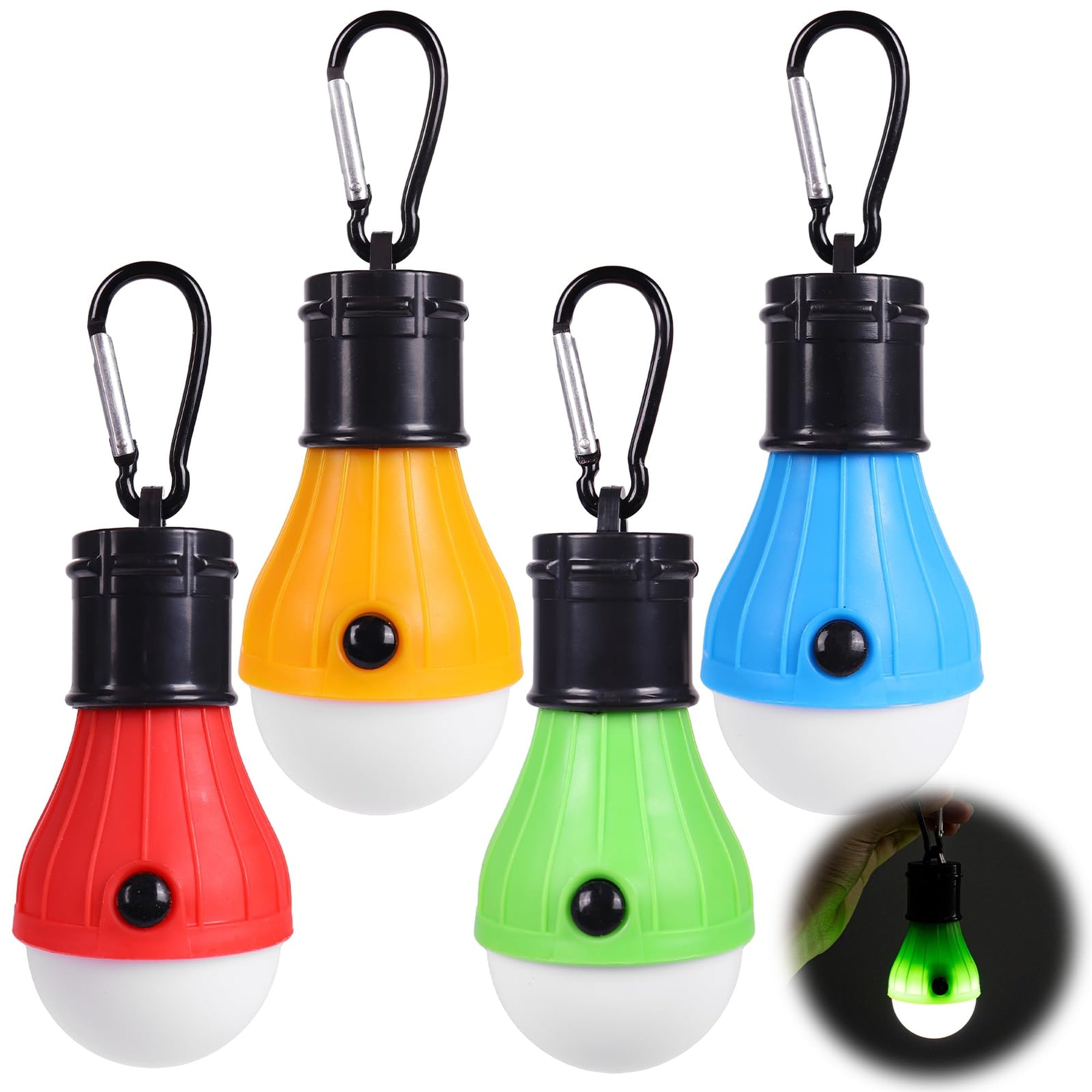Angel Sar 4 Pcs LED Camping Lantern Set Portable Tent Lights with Clip Hooks 3 Modes High Low Strobe for Camping Backpacking Hiking Party Reading Emergency