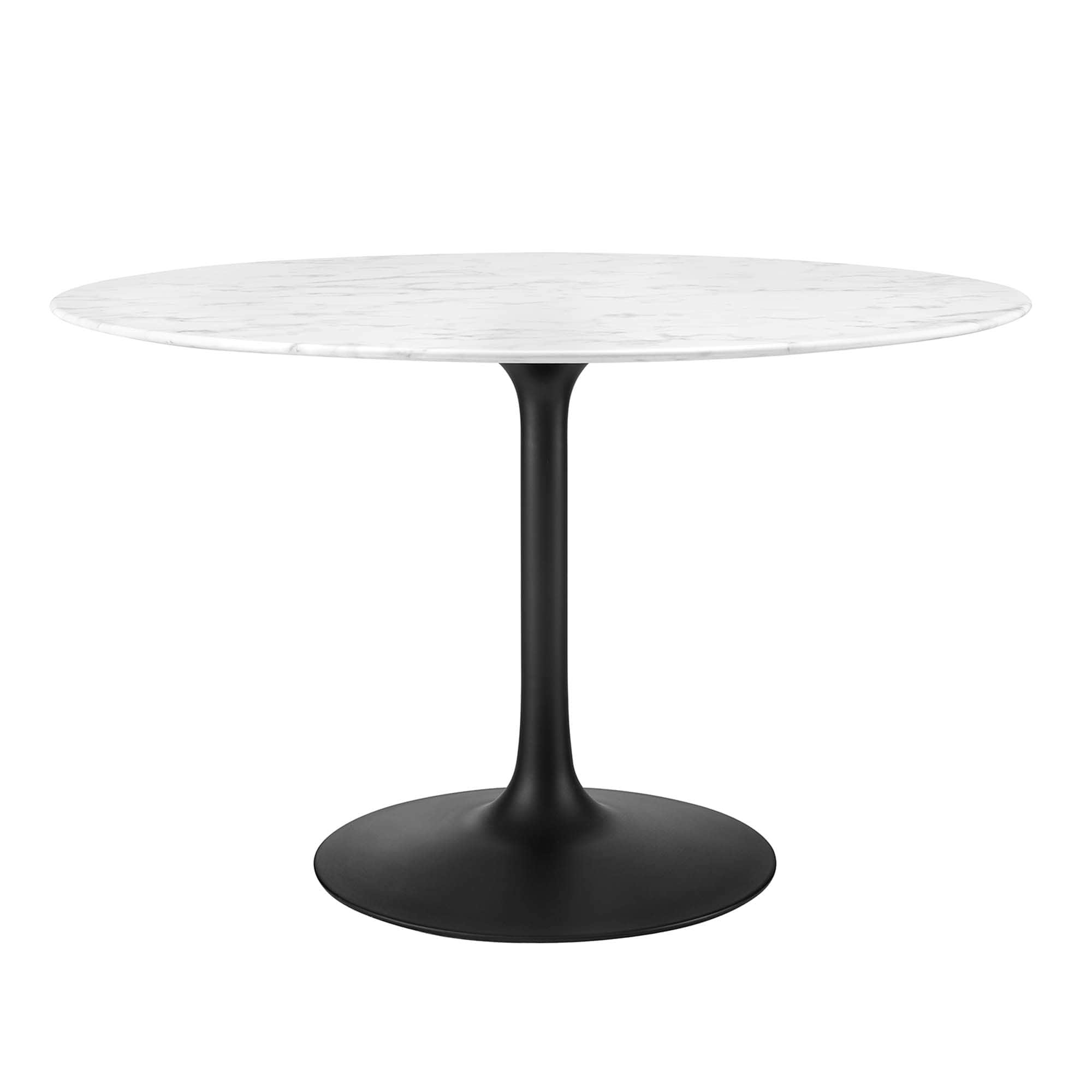 Modway EEI-3527-BLK-WHI Lippa 48 Inch  Round Faux Marble Dining Table in Black White