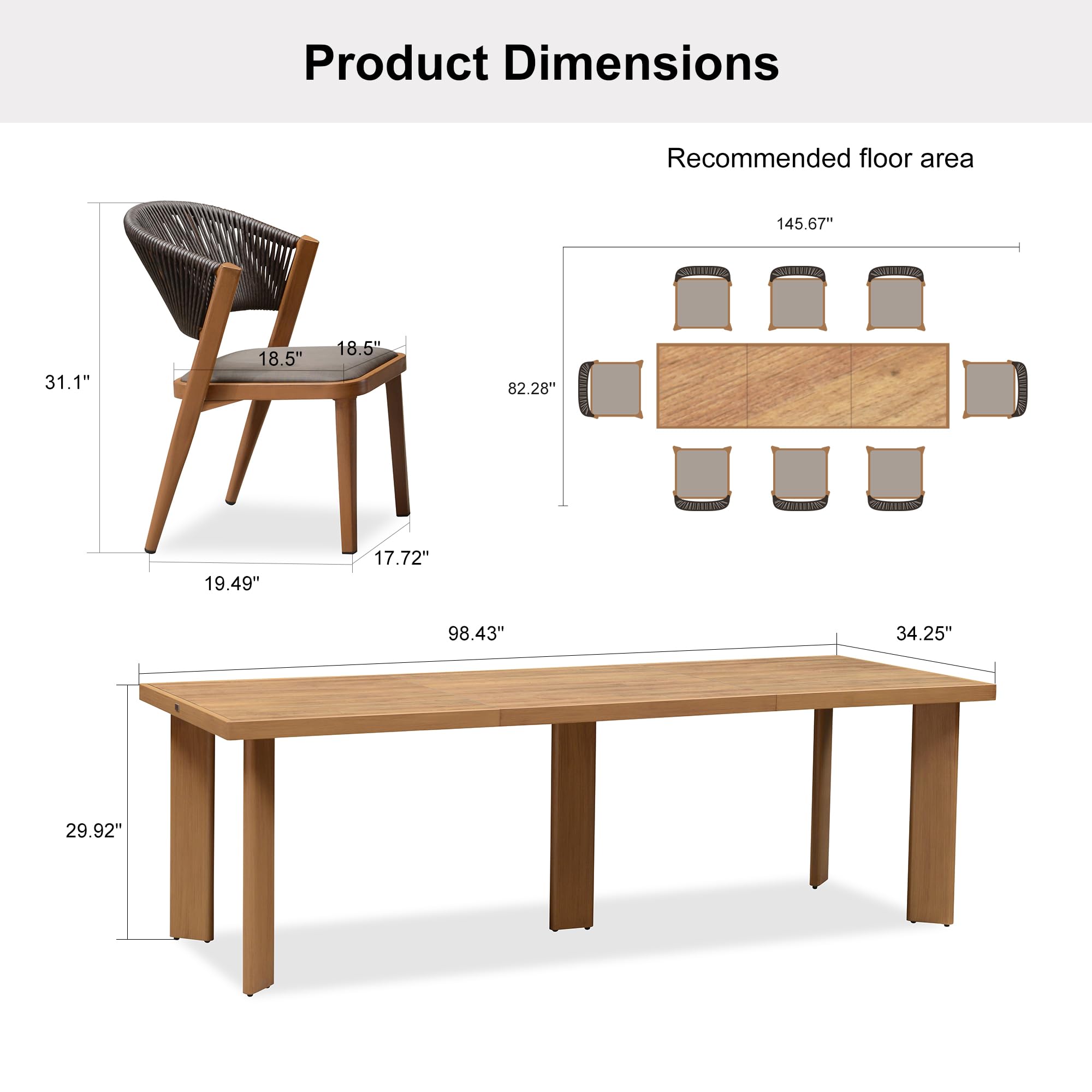 PURPLE LEAF LS04-DSMZ09-AW-250 Patio-Dining-Sets - View #7