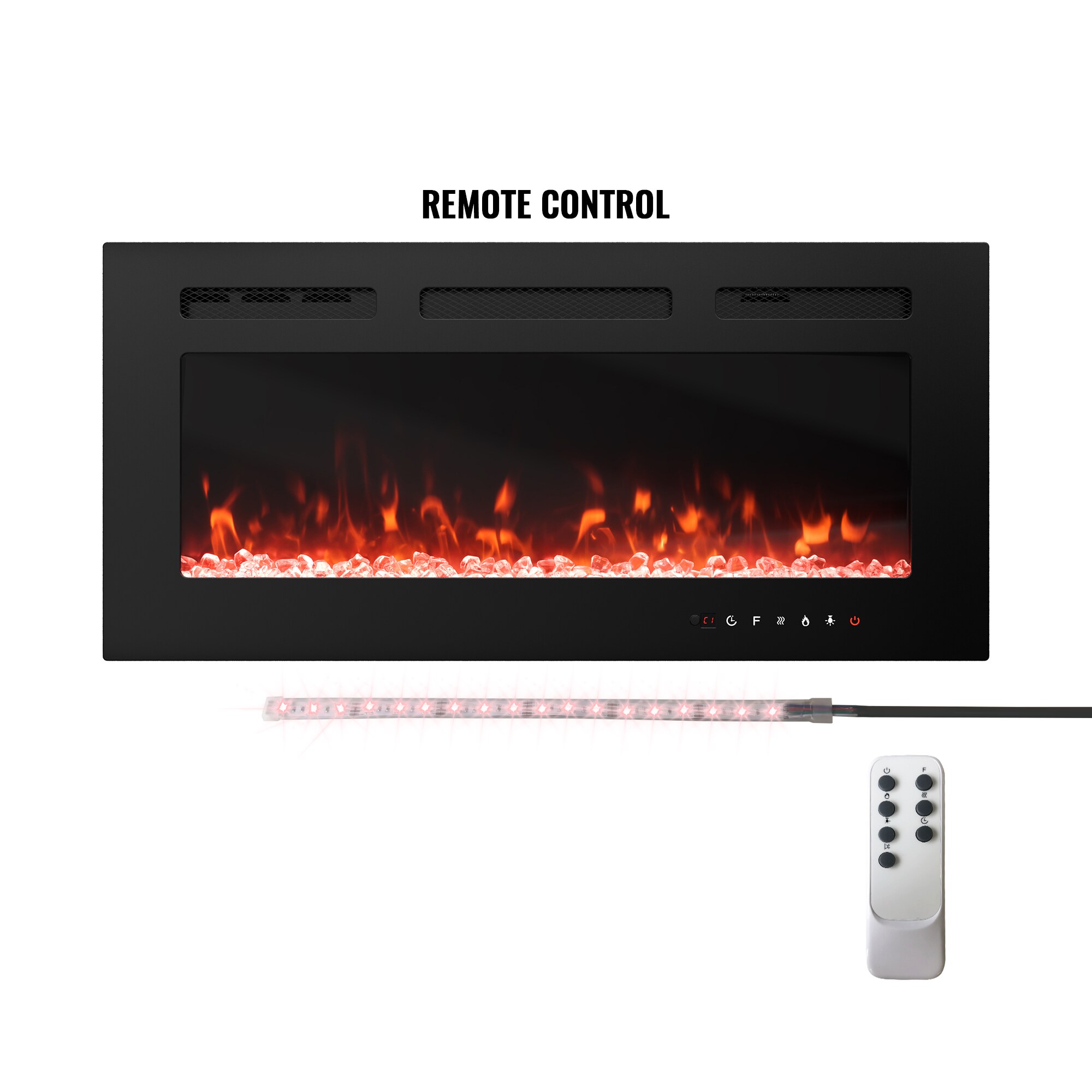 Clihome CL-CYTVS07-WHI 36-Inches W Black Wall mount Fan-forced Wall-mount Electric Fireplace with Remote Control Included