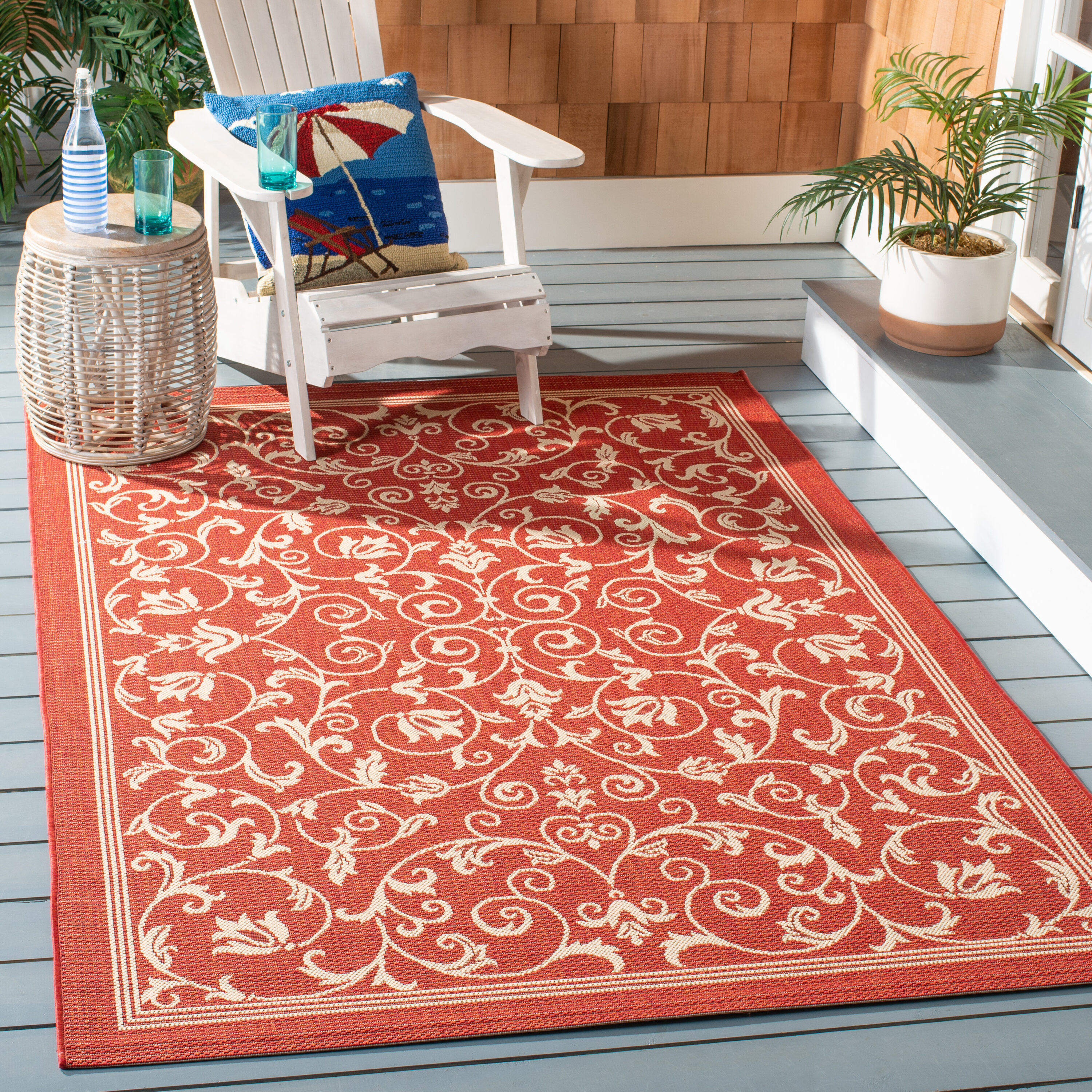 Courtyard 2098 Red/Natural 4 x 6 Rectangular Area rug