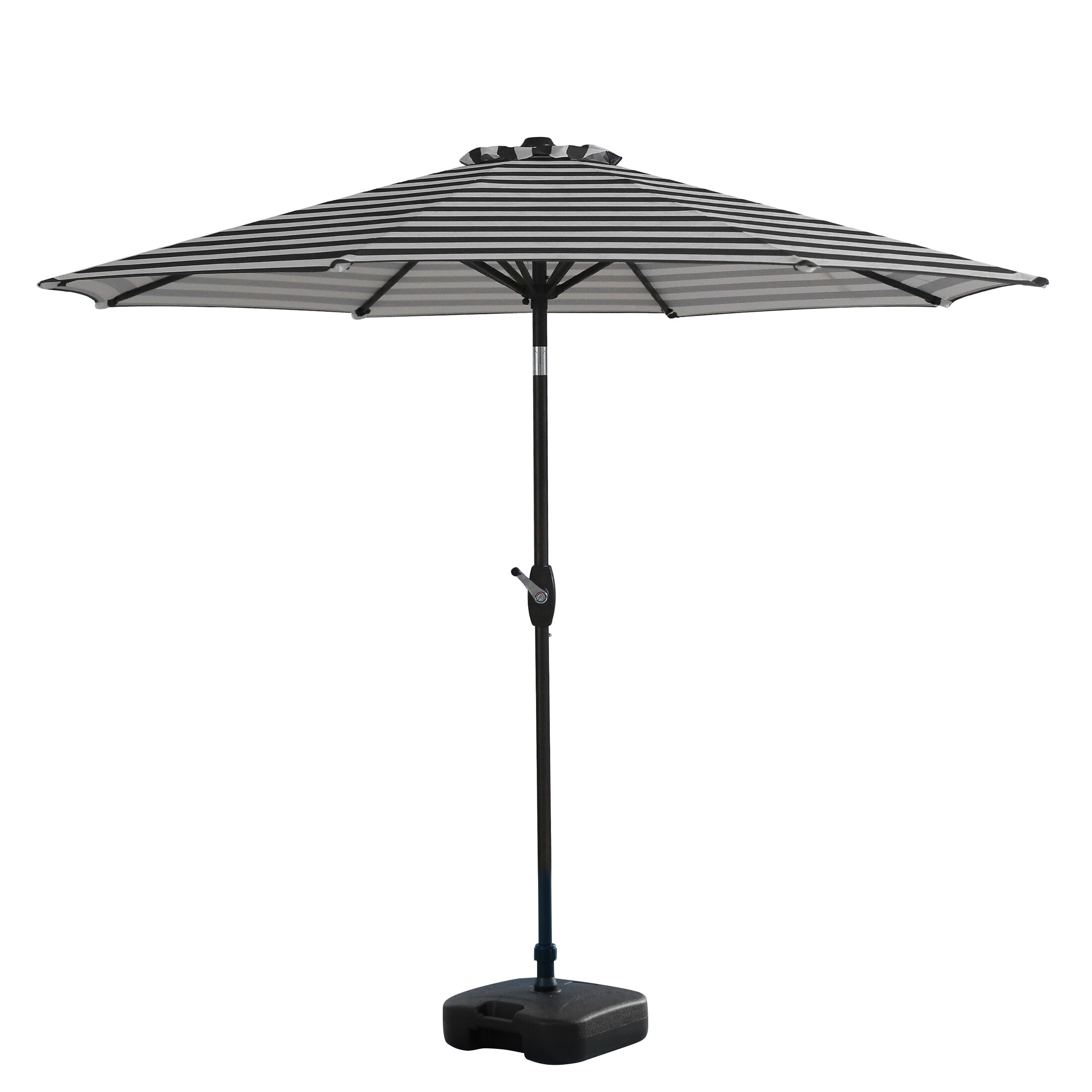 Westin Furniture 9806-BK-WH-OS5001 9-Feet Steel Black Push-button Tilt Garden Patio Umbrella with Base