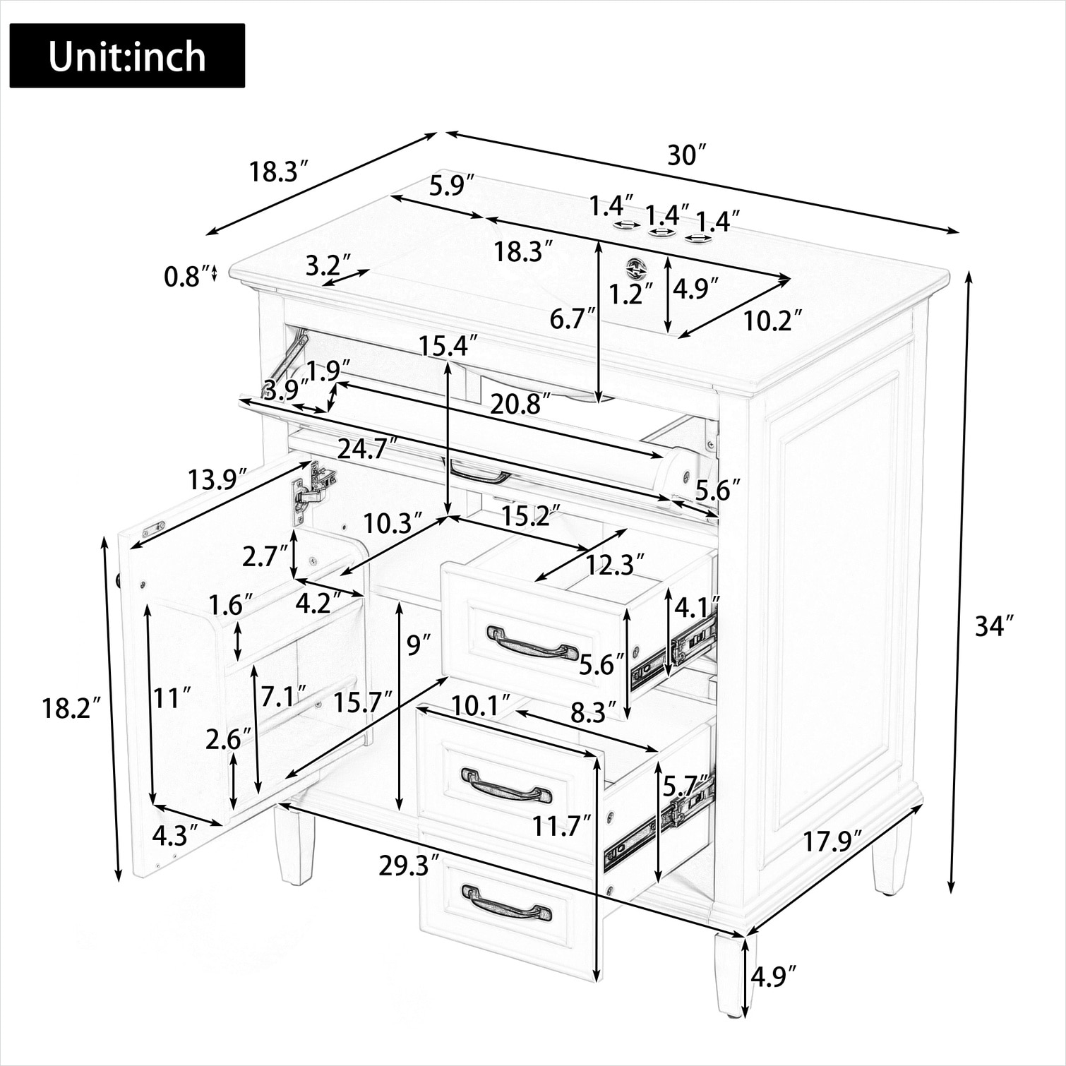 SunJet 0NFWCY4YHVZ8 Bath-Vanity-Combo - View #4
