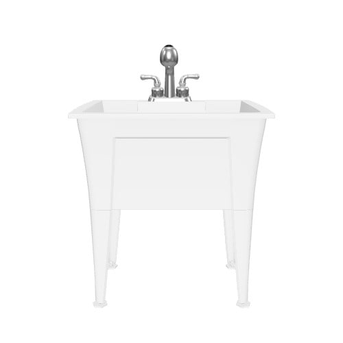 RuggedTub 32.25-in x 22-in White Freestanding Utility Tub with Faucet
