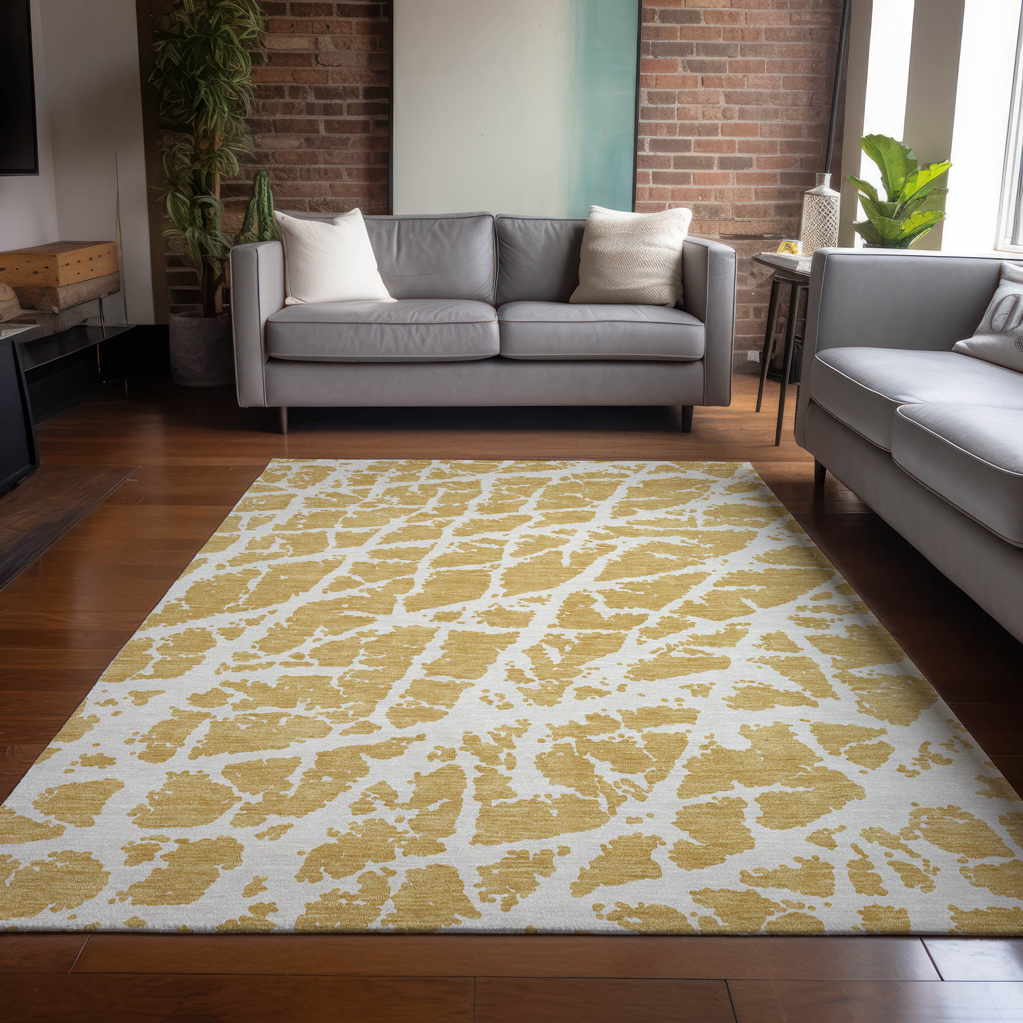 Addison Rugs ACN501GO10X14 Chantille ACN501GO 10 x 14 (ft) Polyester Gold Rectangular Indoor/Outdoor Geometric Machine washable Area rug