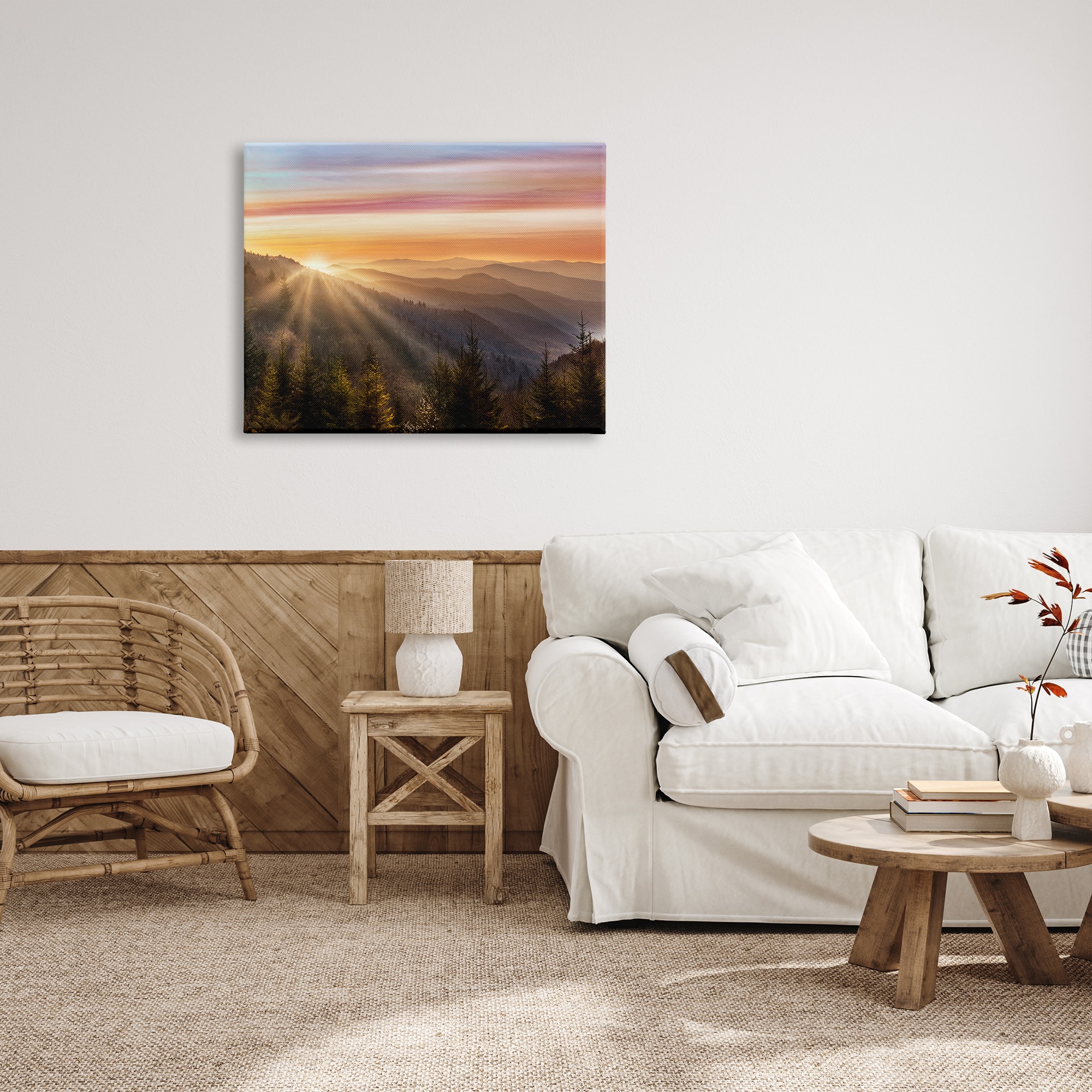 Sunrise Over Mountain Forest Skyline Canvas Wall Art