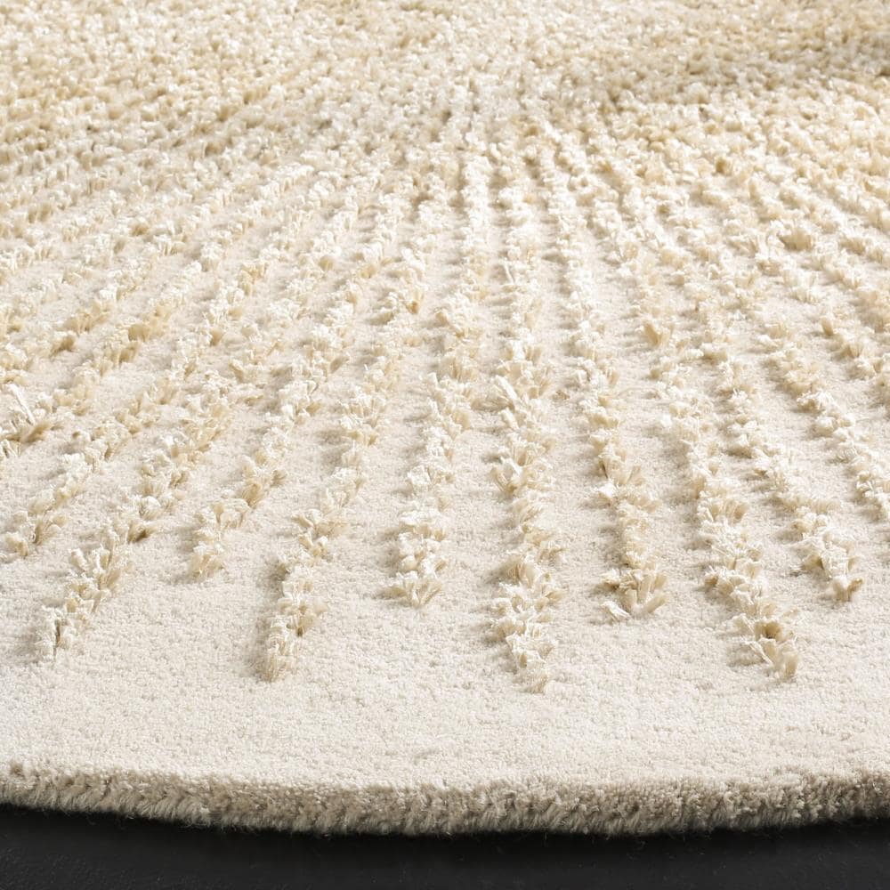 Handmade Black Wool and Viscose Tufted Round Rug, 6' Diameter