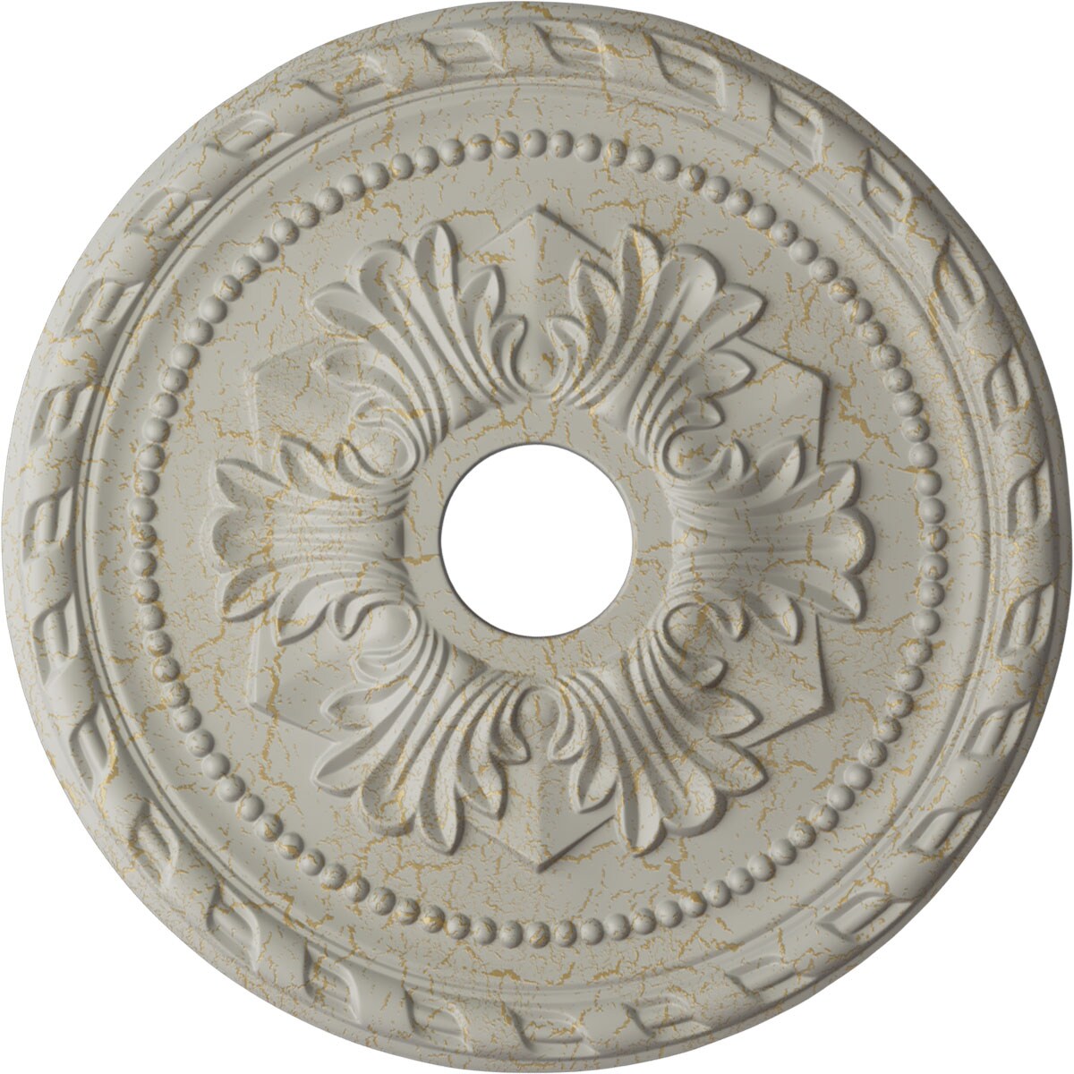 Ekena Millwork CM20PMPCC Palmetto 20.875-in W x 20.875-in L Painted Pot Of Cream Crackle Polyurethane Whole Ceiling Medallion