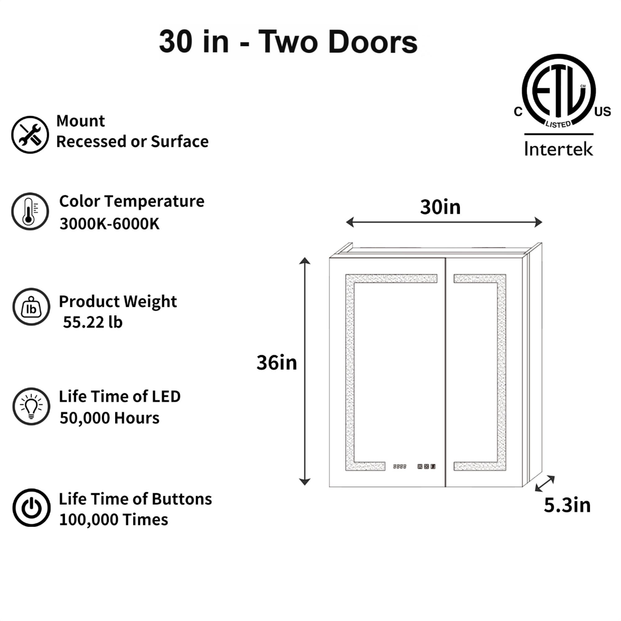 ExBrite EBMC3036V4DX Bathroom-Medicine-Cabinets - View #2