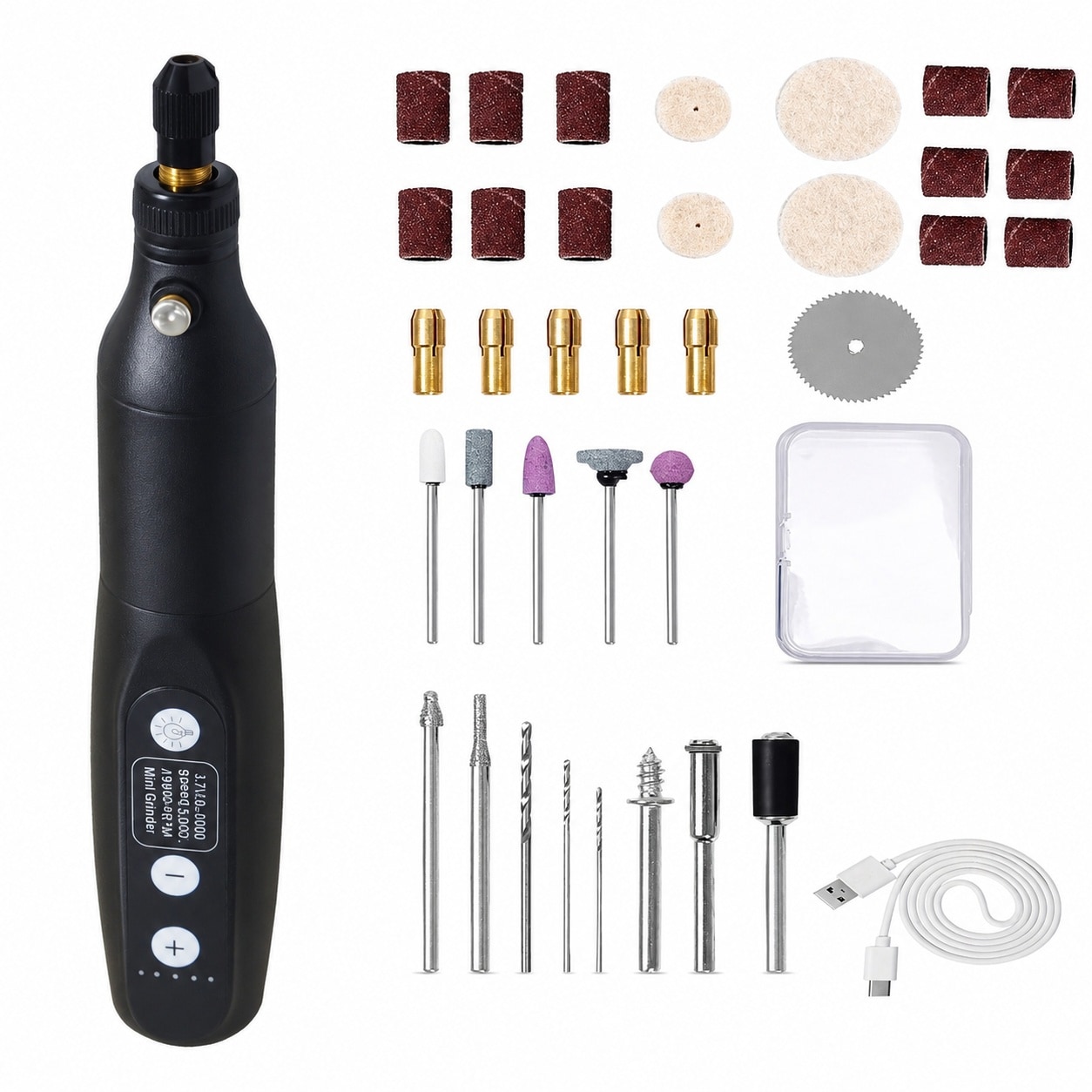 Ahfiwaso Mini Cordless Rotary Tool Kit 35 pcs Accessories USB C Charging 5 Speed for Sanding Engraving Polishing Cutting DIY Crafts LED Light Ergonomic