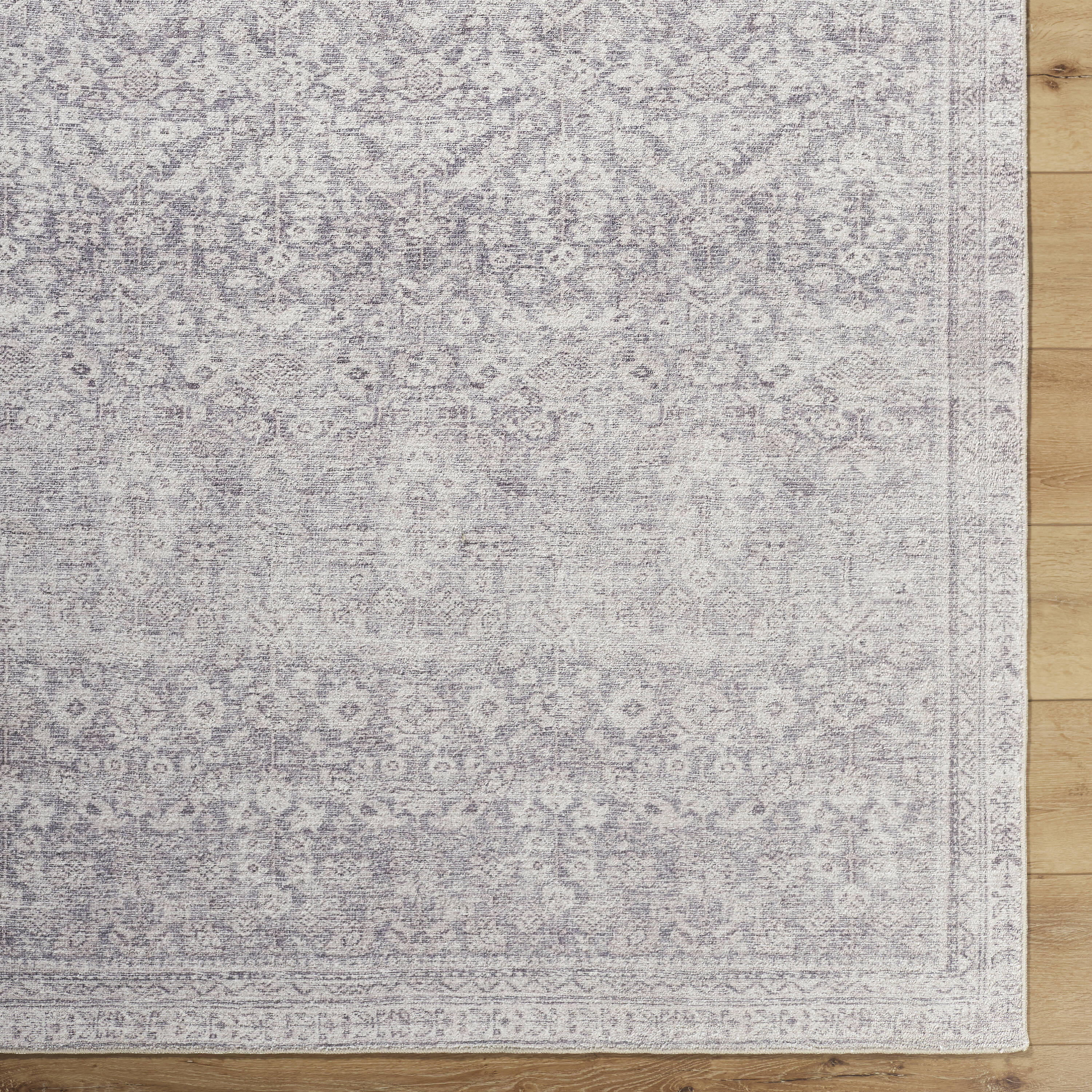 Galey Alix Gray Polyester Rectangular Vintage Area Rug