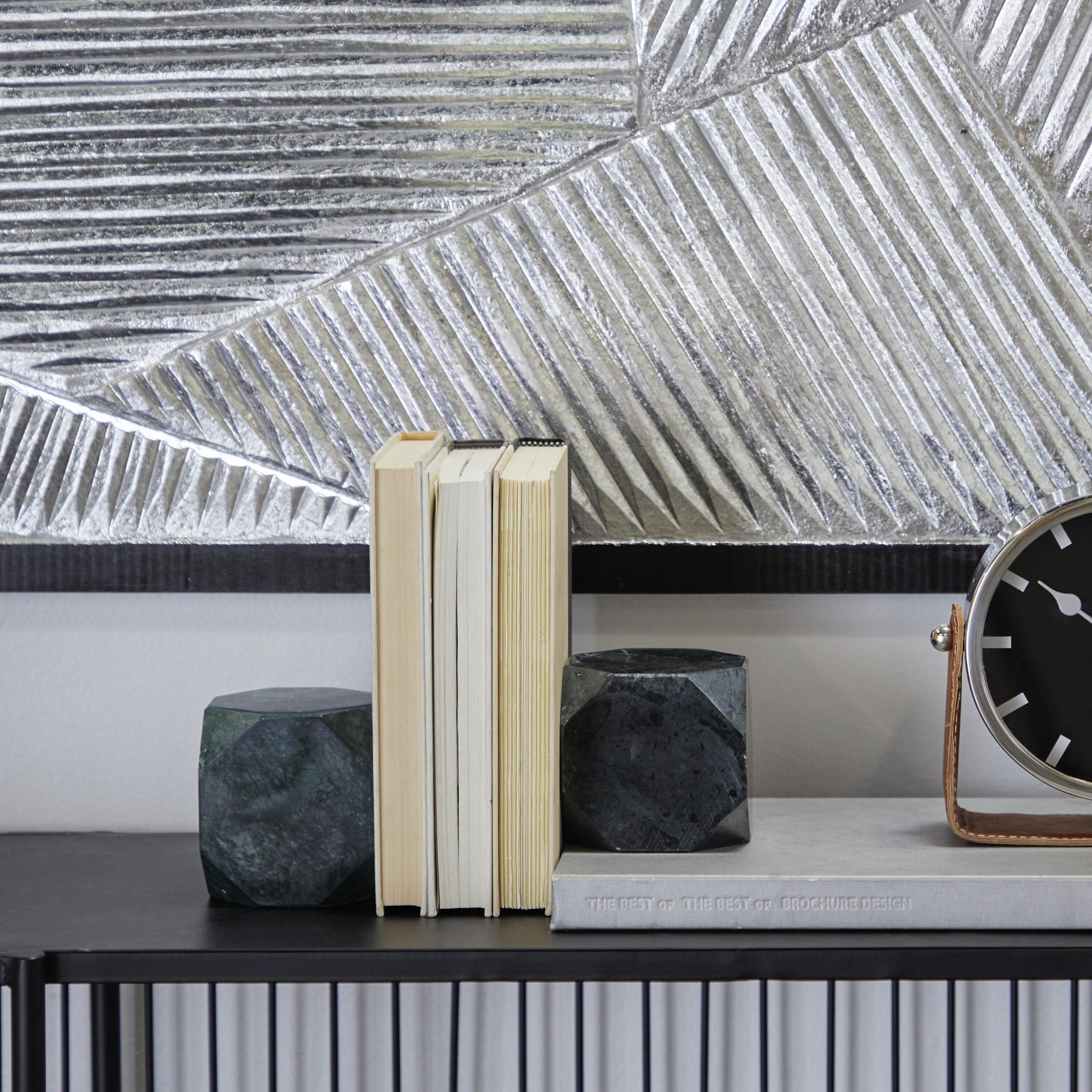 CosmoLiving by Cosmopolitan 94237 2 -Pack Gray Marble Modern Decorative bookends
