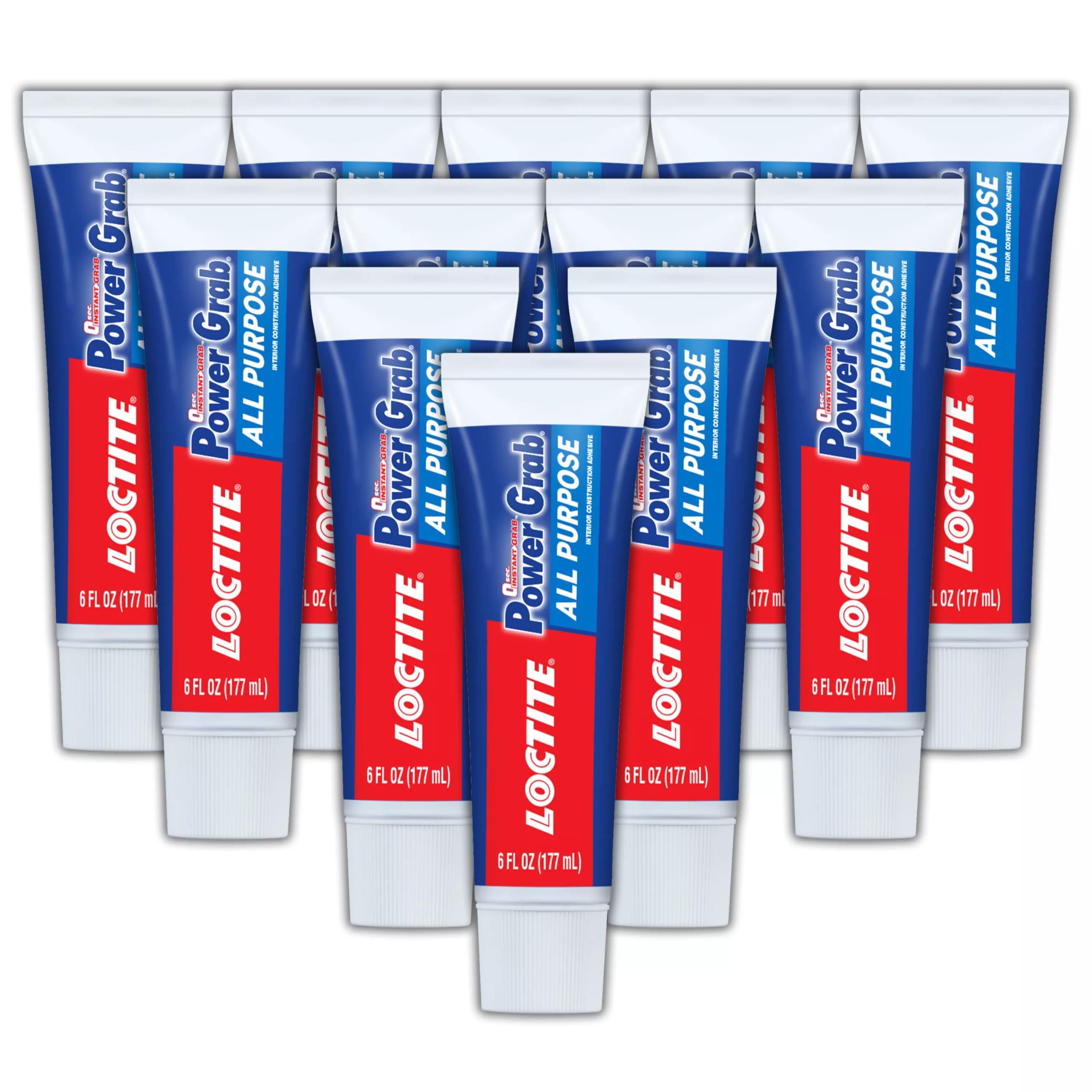 LOCTITE  Power Grab Express All Purpose Construction Adhesive 6 fl oz Squeeze Tube 12 Pack - Versatile Construction Glue for Cement Tile Wall More