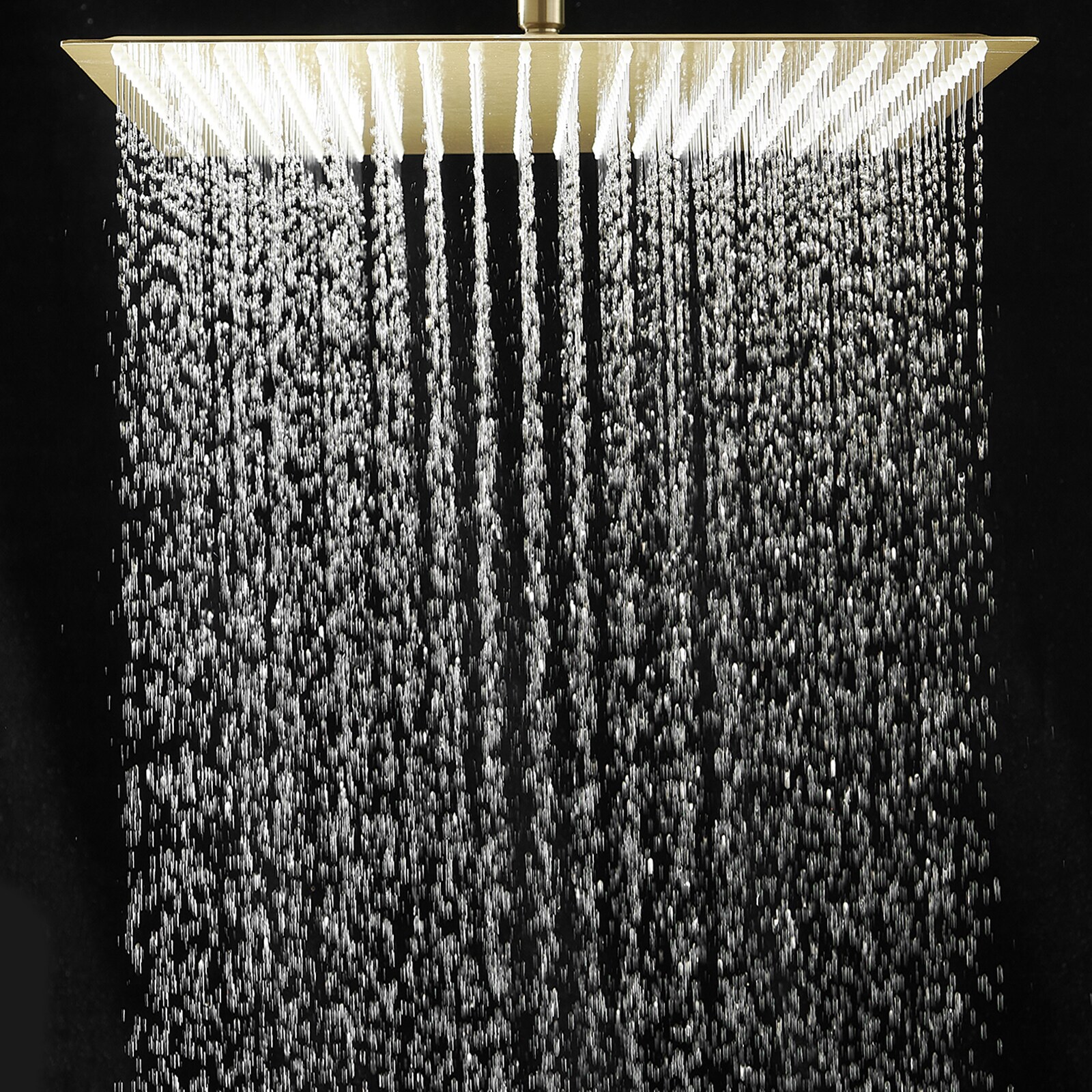 1-Spray 16 in. Single Wall Mount Square Fixed Rain Shower Head in Brushed Gold