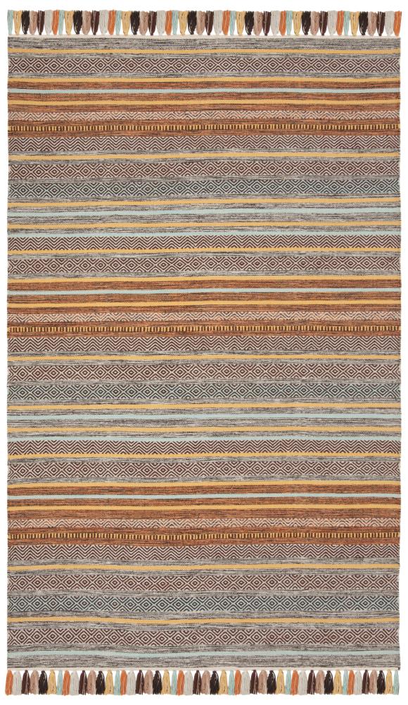 Safavieh MTK901E-5 Montauk Cabrillo 5 x 8 (ft) Cotton Turquoise/Brown Rectangular Indoor Stripe Global Area rug