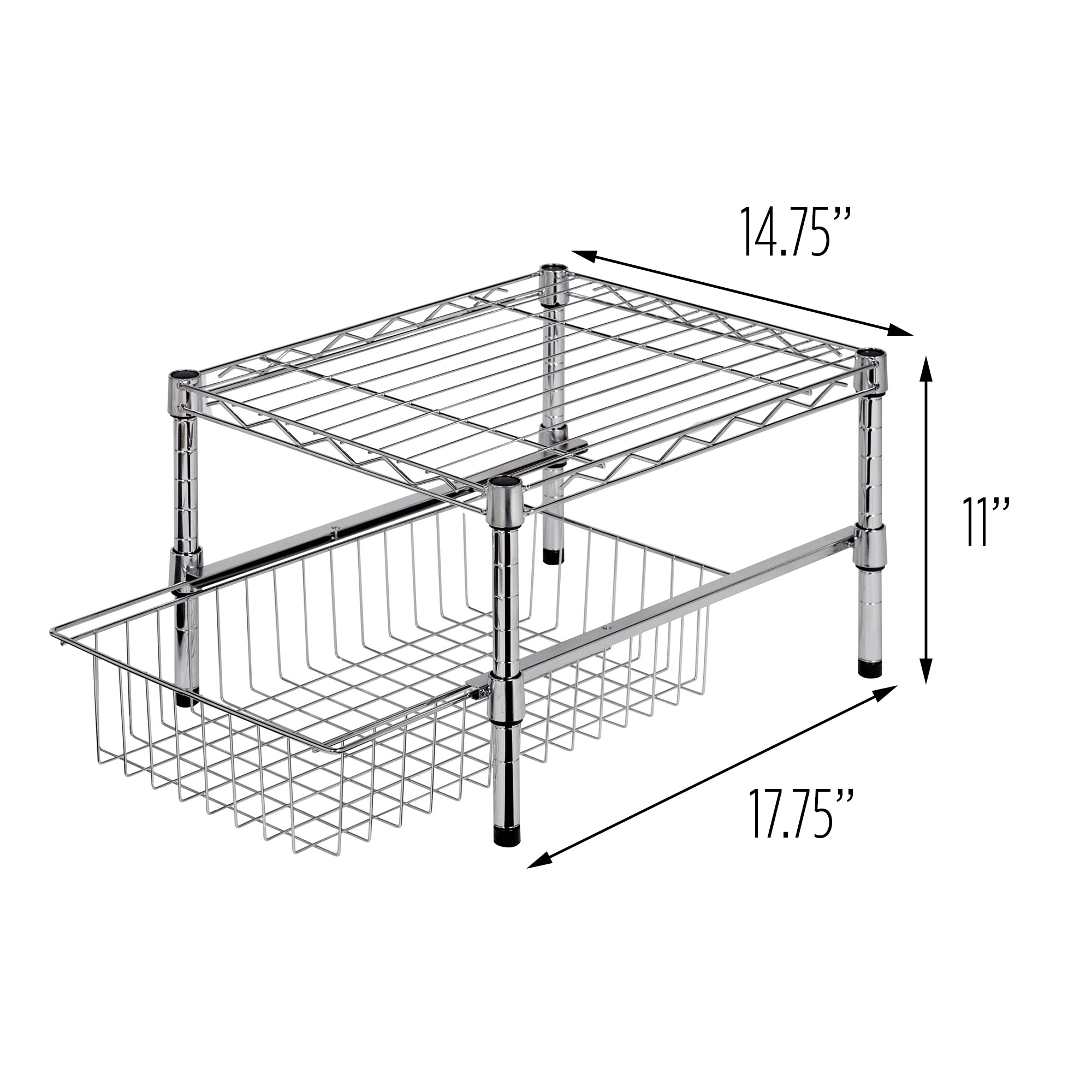 Honey Can Do Metal Kitchen Cabinet Organizer with Drawers, White