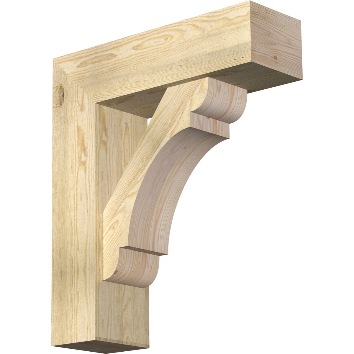 Ekena Millwork 1463679 Olympic block rough sawnbracket with offset brace 8-in x 26-in x 30-in Douglas fir Brown Wood Standard bracket
