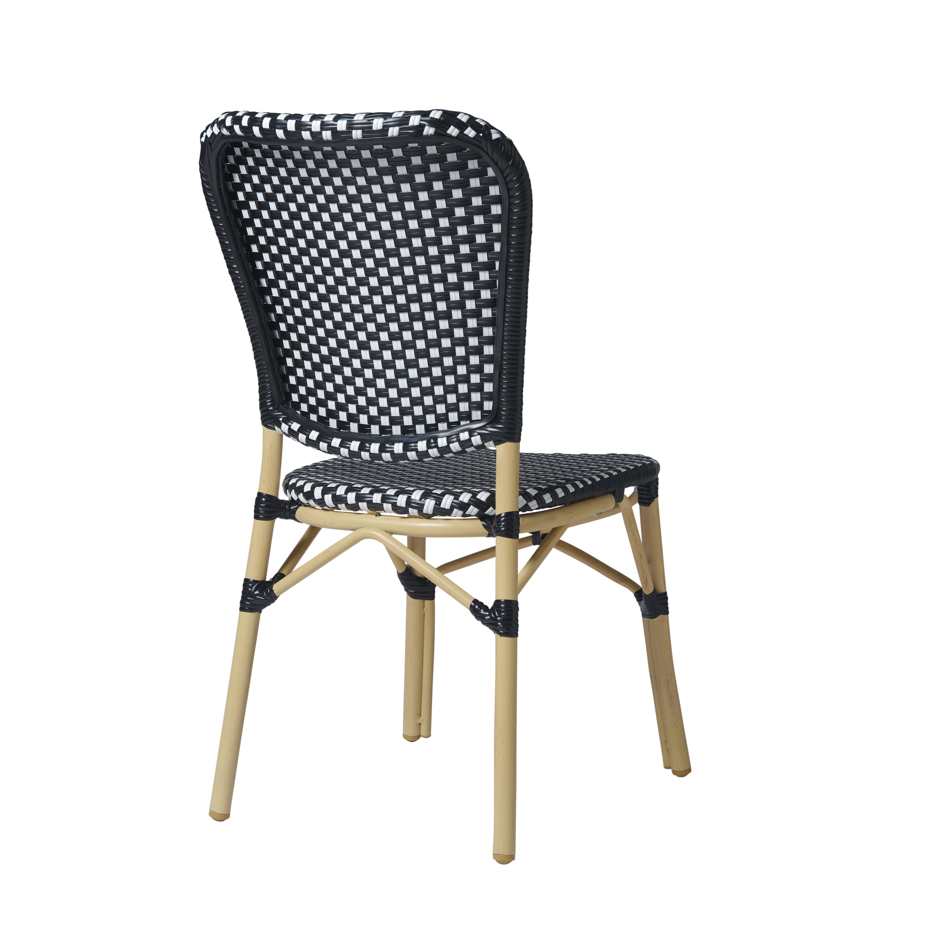 Orsay Black and White Wicker Bistro Chair Set
