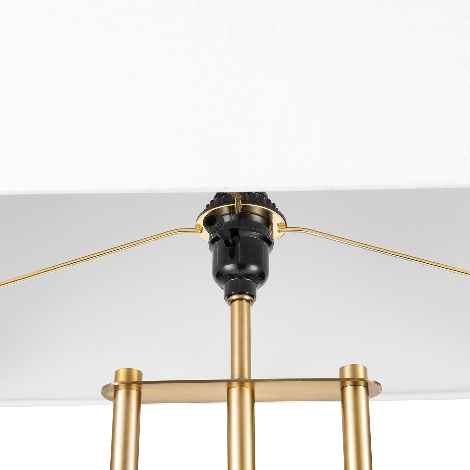 62" Matte Brass Floor Lamp with White Linen Shade