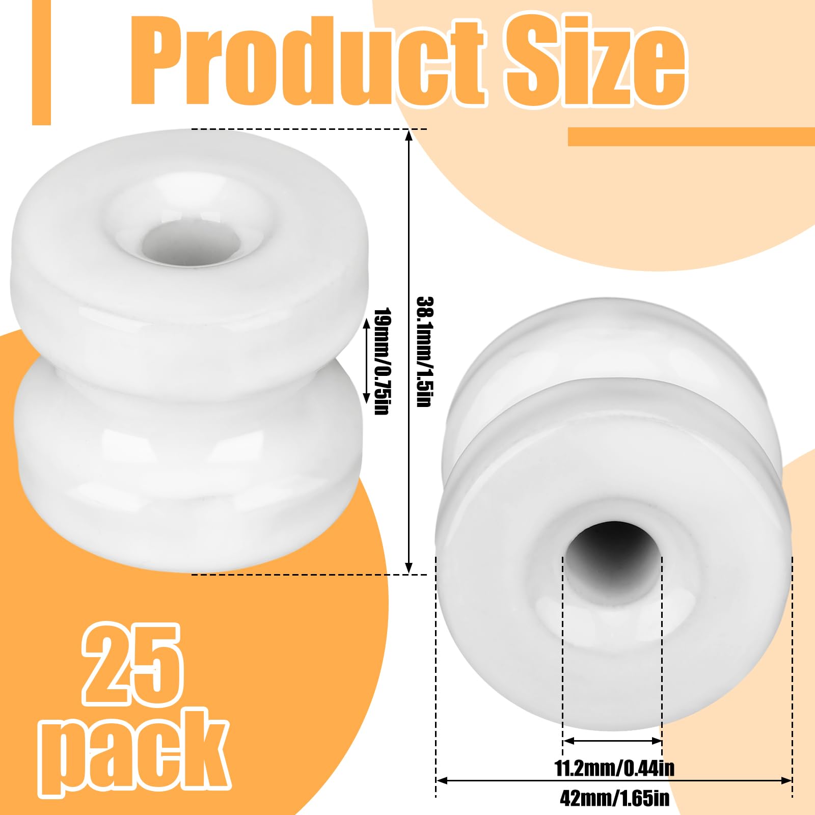 Etokfoks 25 pcs WP36 Series Ceramic Fence Insulator White Circular ...