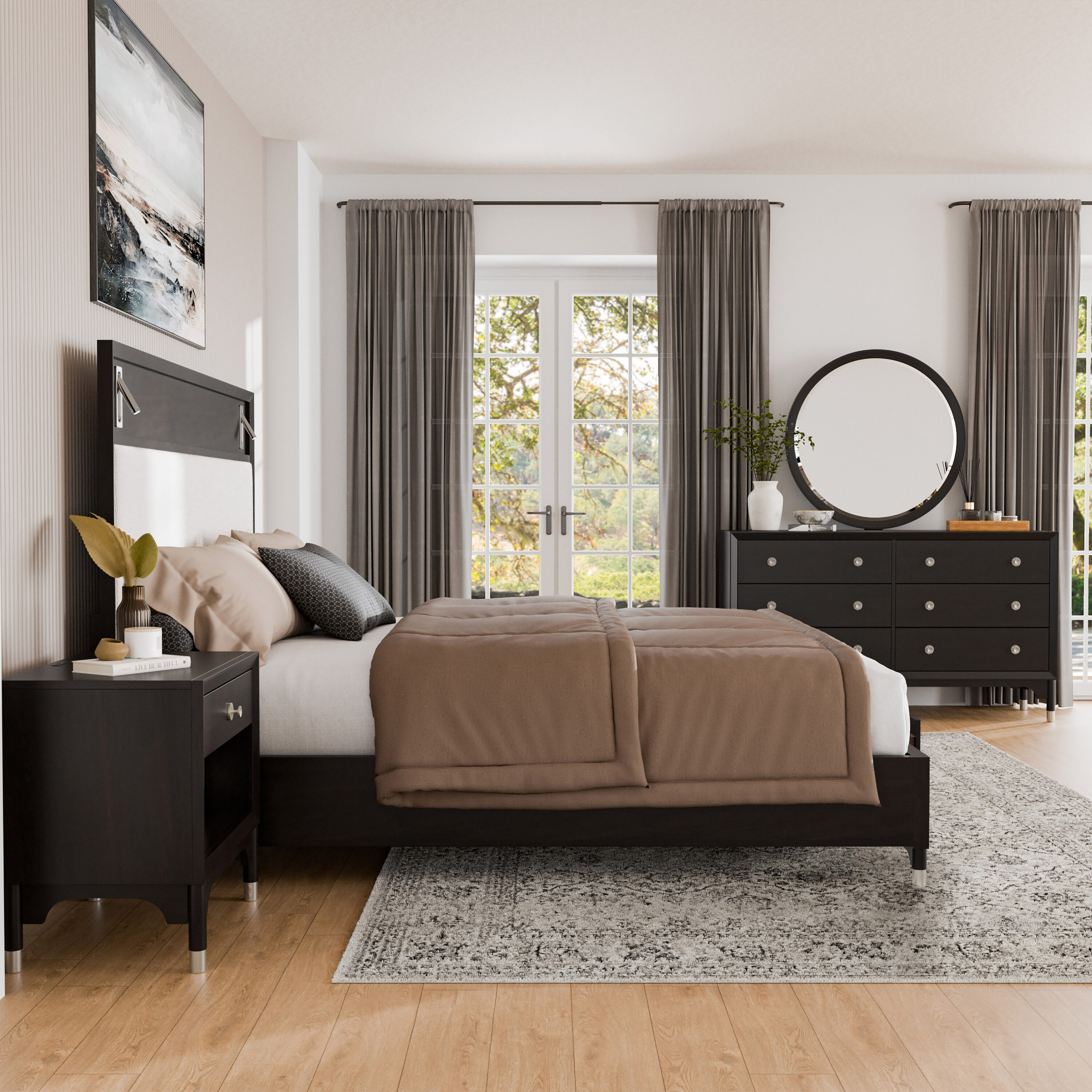 Furniture of America 74002BKQ-ST-4PC Forma Black Queen Bedroom Set