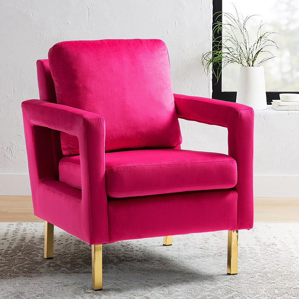 14 Karat Home Casual Fushia Velvet Accent Chair in the Chairs ...