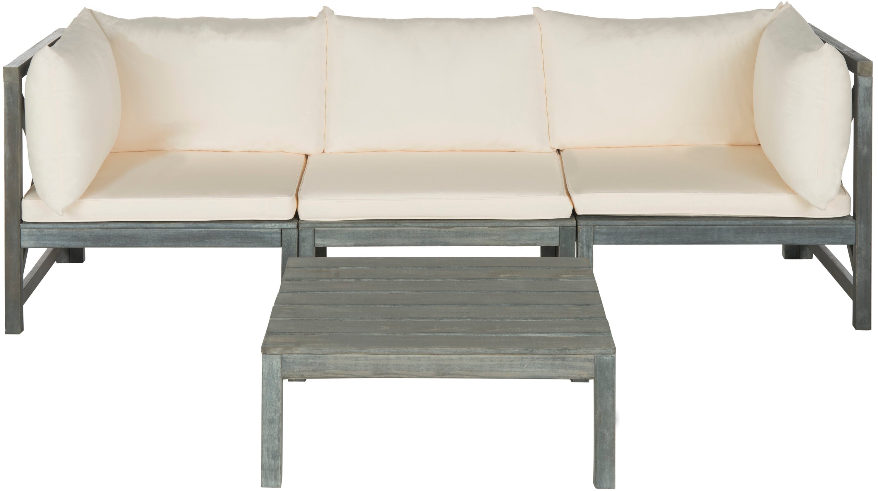 Safavieh PAT6713C Lynwood 4 -Piece Patio Conversation Set with Brown SAFAVIEH Cushions