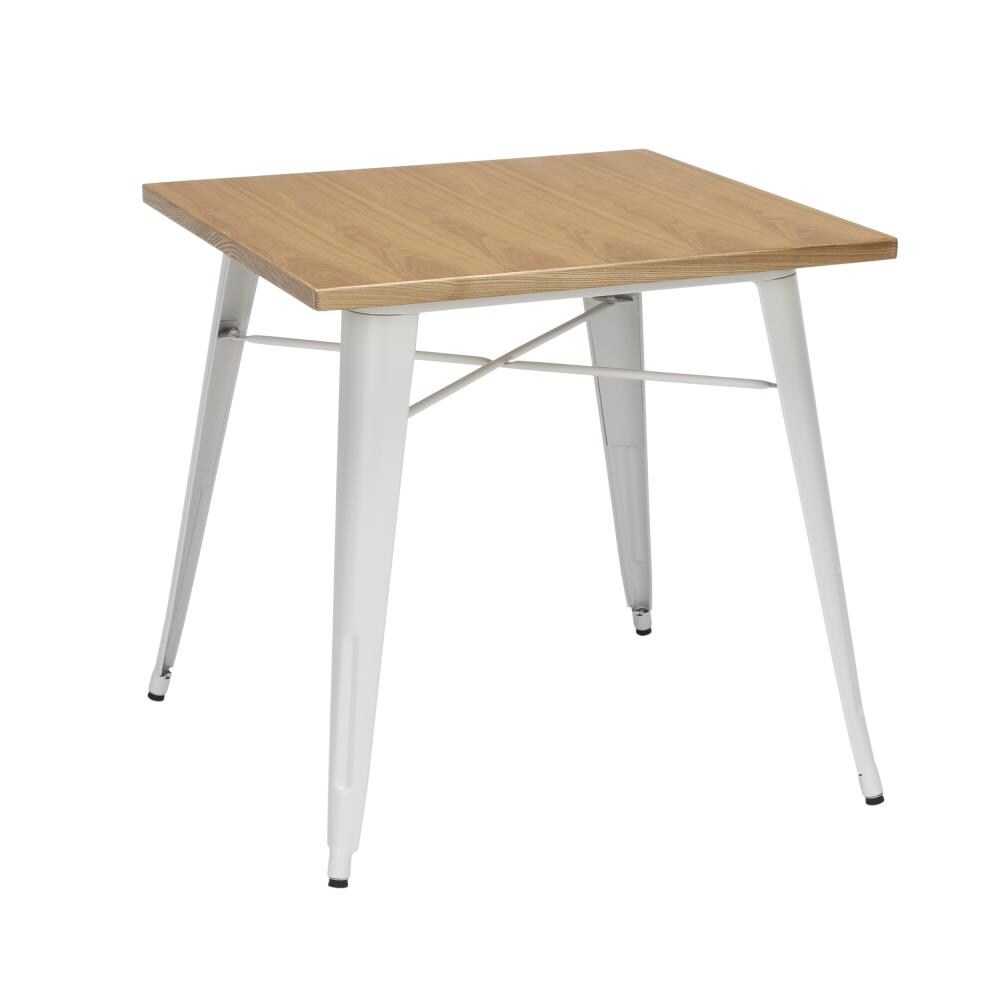 OFM 161-T30-WHT-NT 161 Collection White/Natural Traditional Adjustable Table, Wood with White Metal Base 30-in L x 30-in H