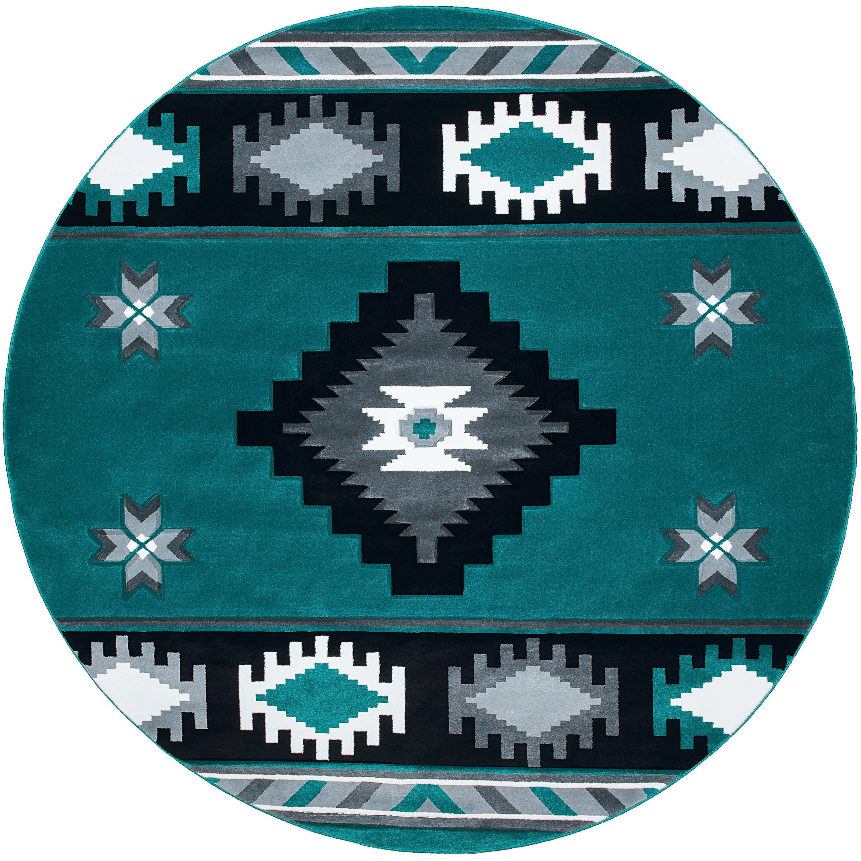United Weavers Of America 2050 10469 88R Bristol 8 x 8 (ft) Polypropylene Turquoise Round Indoor Geometric Area rug