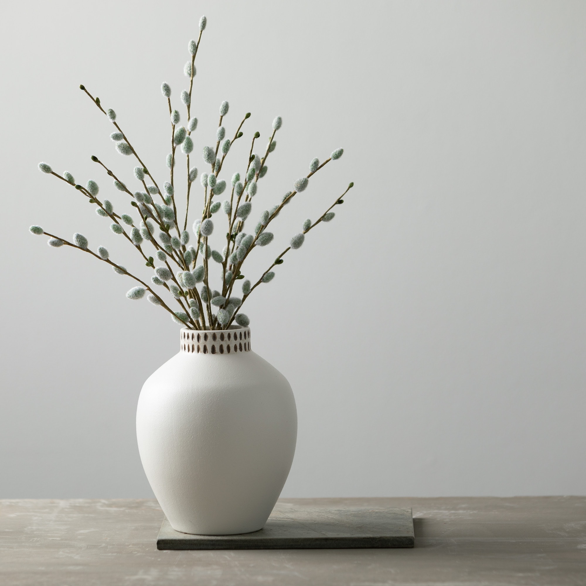 Ivory Ceramic Textured Ginger Jar Vase