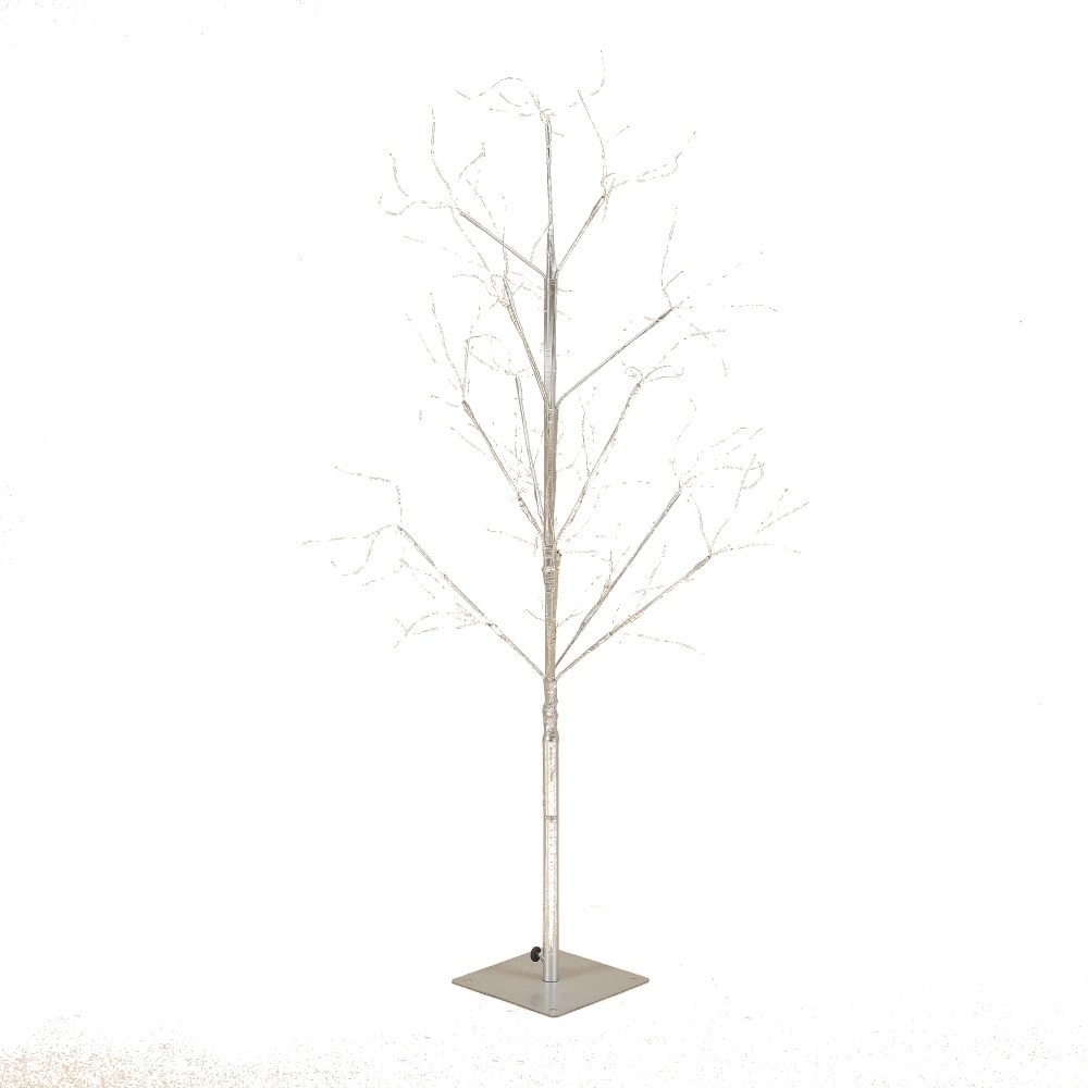 LuxenHome WHHD968 3.9-Feet White birch Pre-lit Slim White Artificial Christmas Tree with White LED Lights