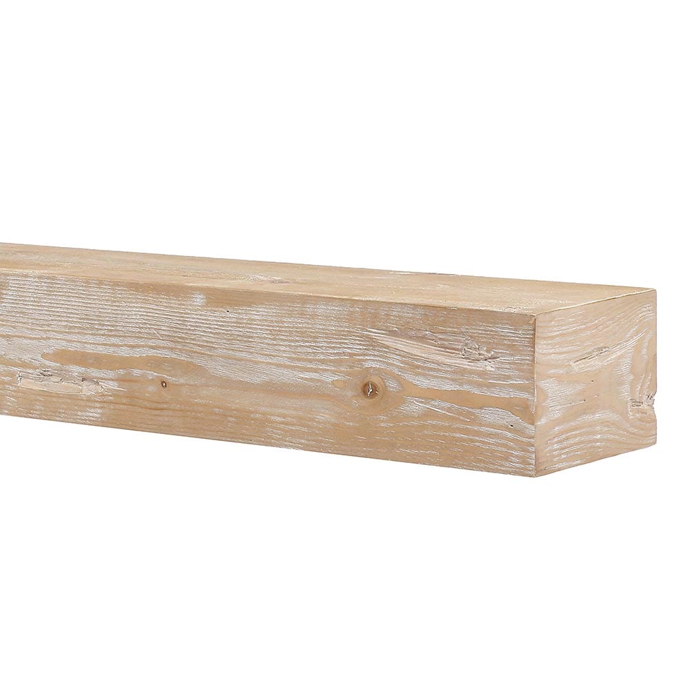 Mantels Direct DAKOTA-48-WW 48-in W x 5.5-in H x 8-in D Dakota Whitewash Pine Hollow Rustic Fireplace Mantel