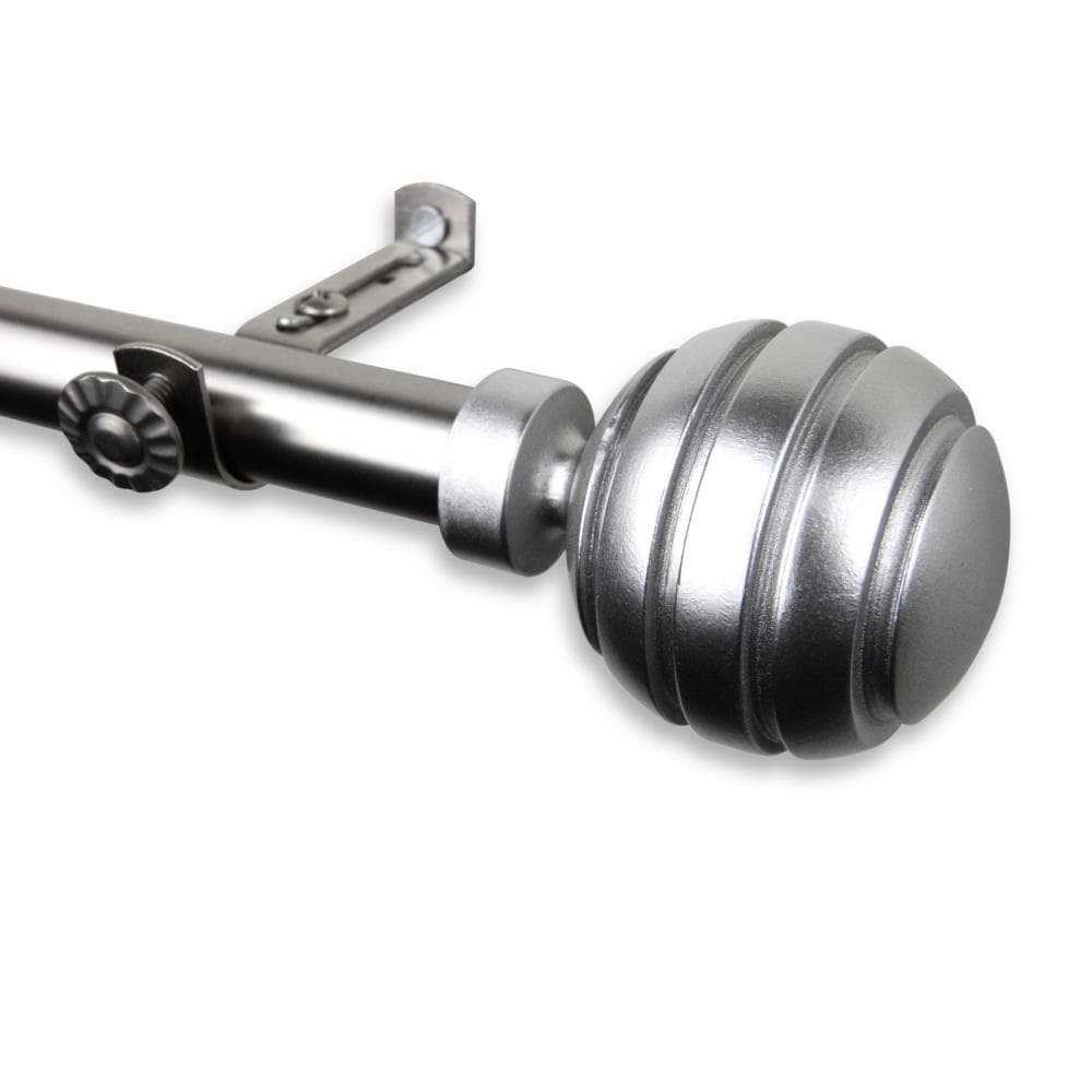 Hart & Harlow L4891-665 Polly 13/16-in 66-in to 120-in Satin nickel Steel Single curtain rod with Finials