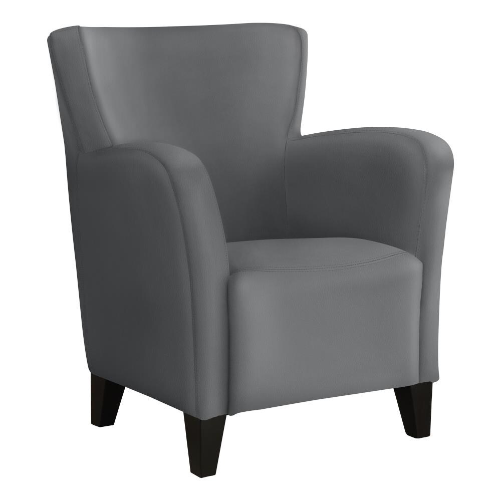 Grey Leather Look In The Chairs, Grey Leather Wingback Chair