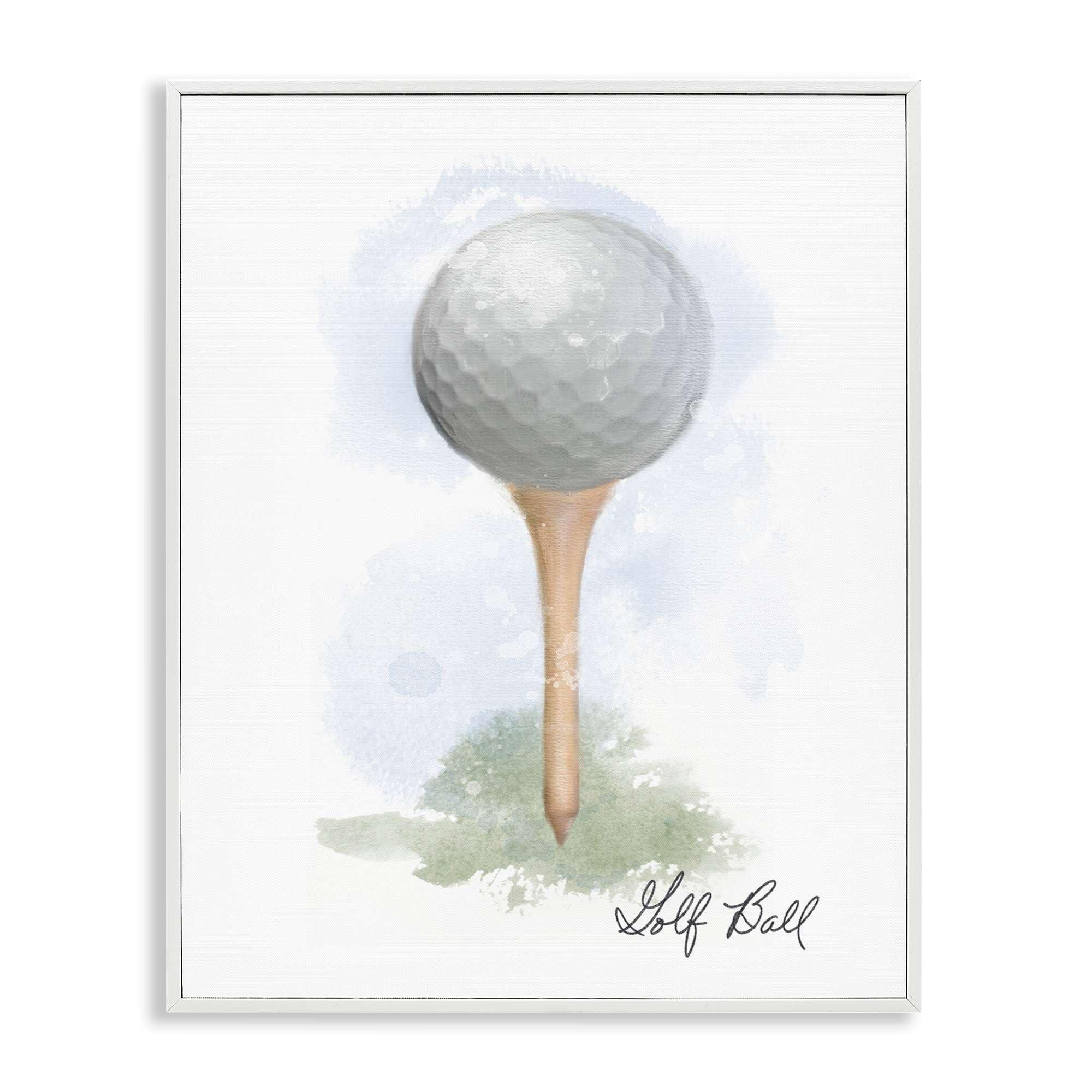 Stupell Industries BS-097-WFR-11X14 Soft Pastel Golf on Tee White Framed Giclee Art By Matthew Piotrowicz 11 x 14
