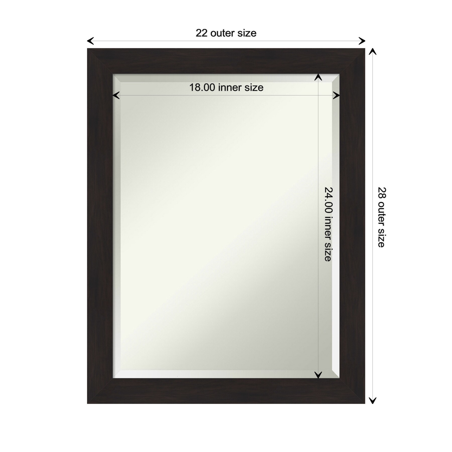 Espresso Brown Polystyrene Framed Rectangular Wall Mirror 21.5x27.5