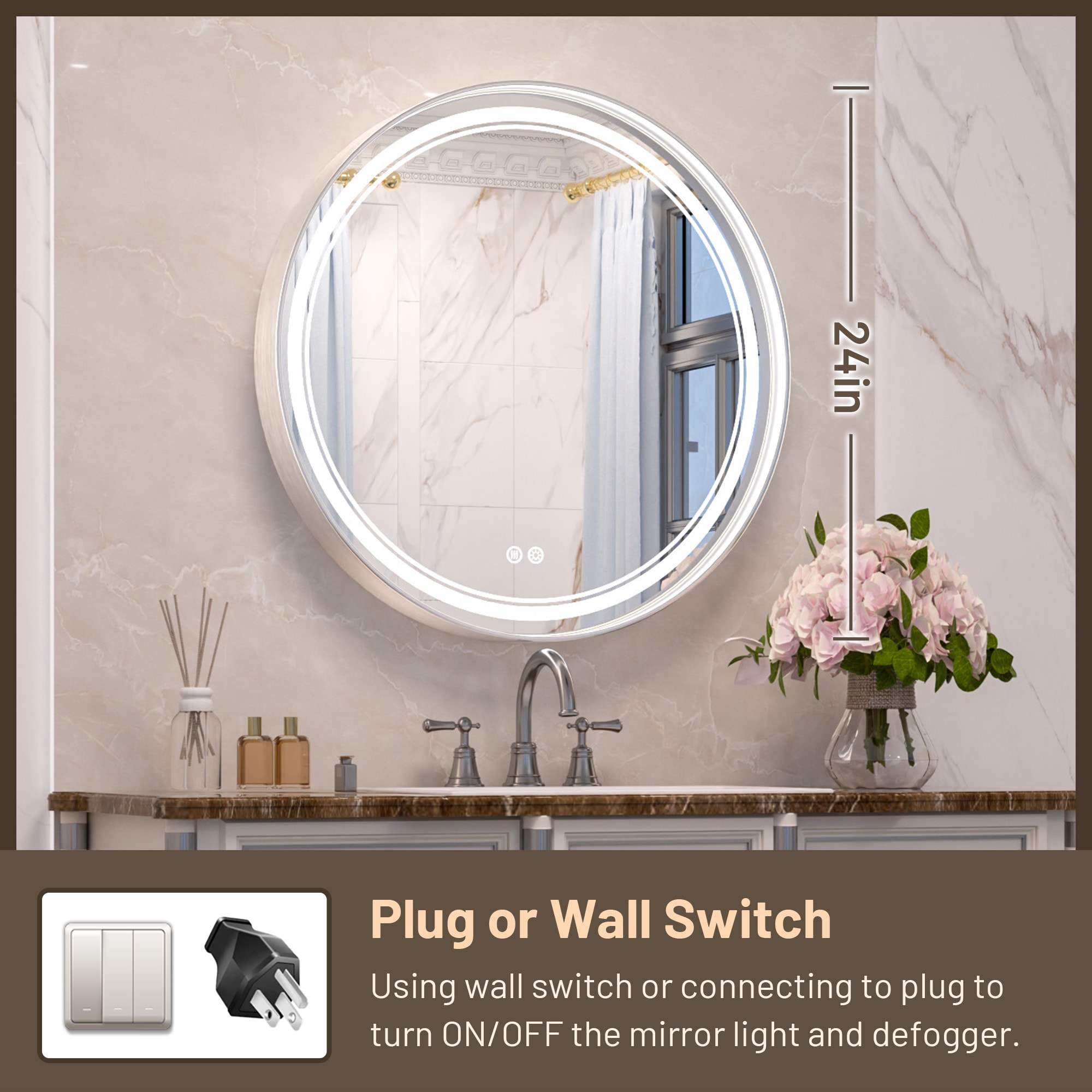 Keonjinn LW-JZ-ZG-MR61-SI Framed-Bath-Mirrors - View #6