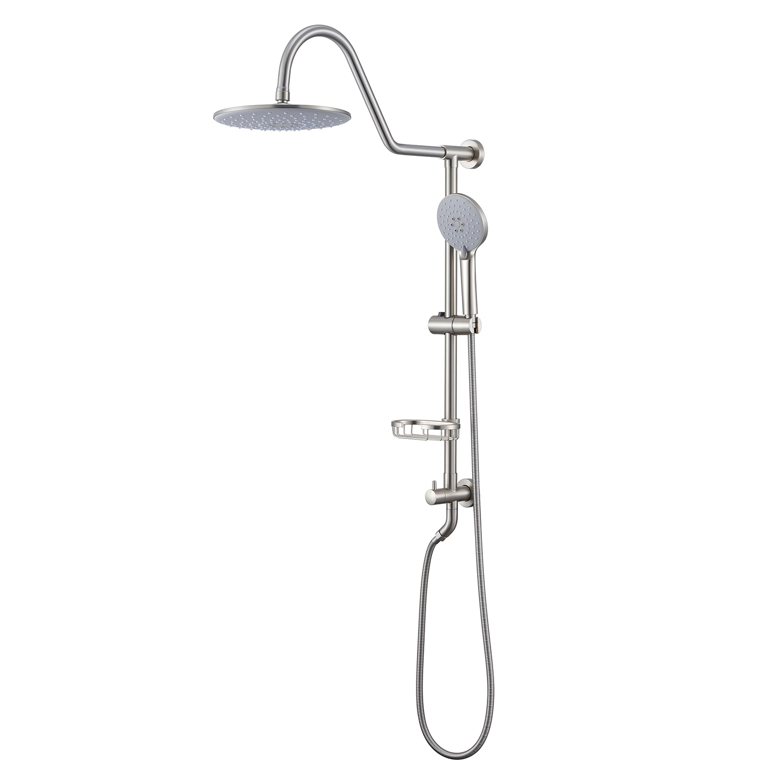 Flynama FLIS2256N Brushed Nickel 9.84-Inches Waterfall Dual Head Built-In Shower Faucet System with 2-way Diverter ( Ceramic Disc Valve Included )