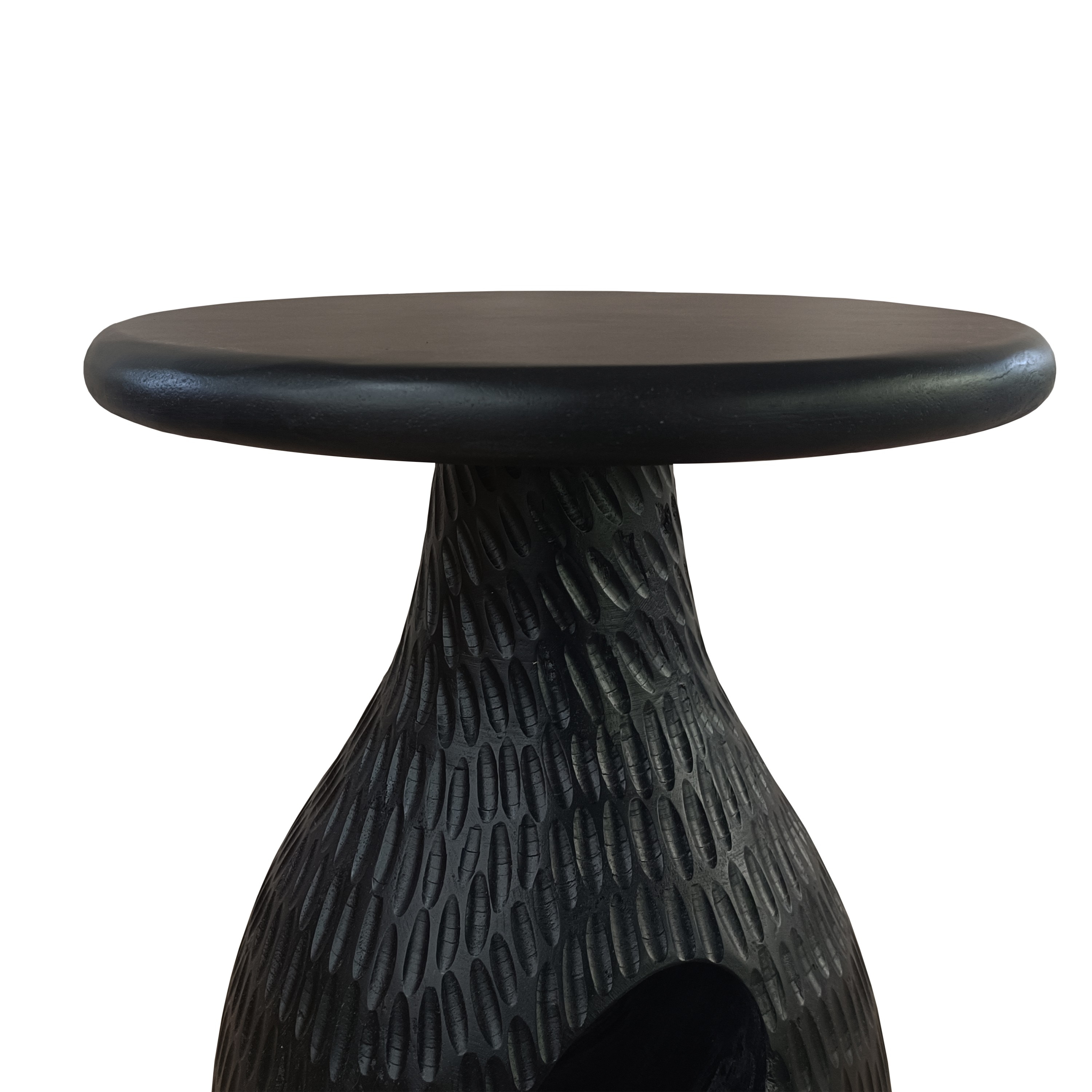 Handcrafted Black Mango Wood Round Side End Table