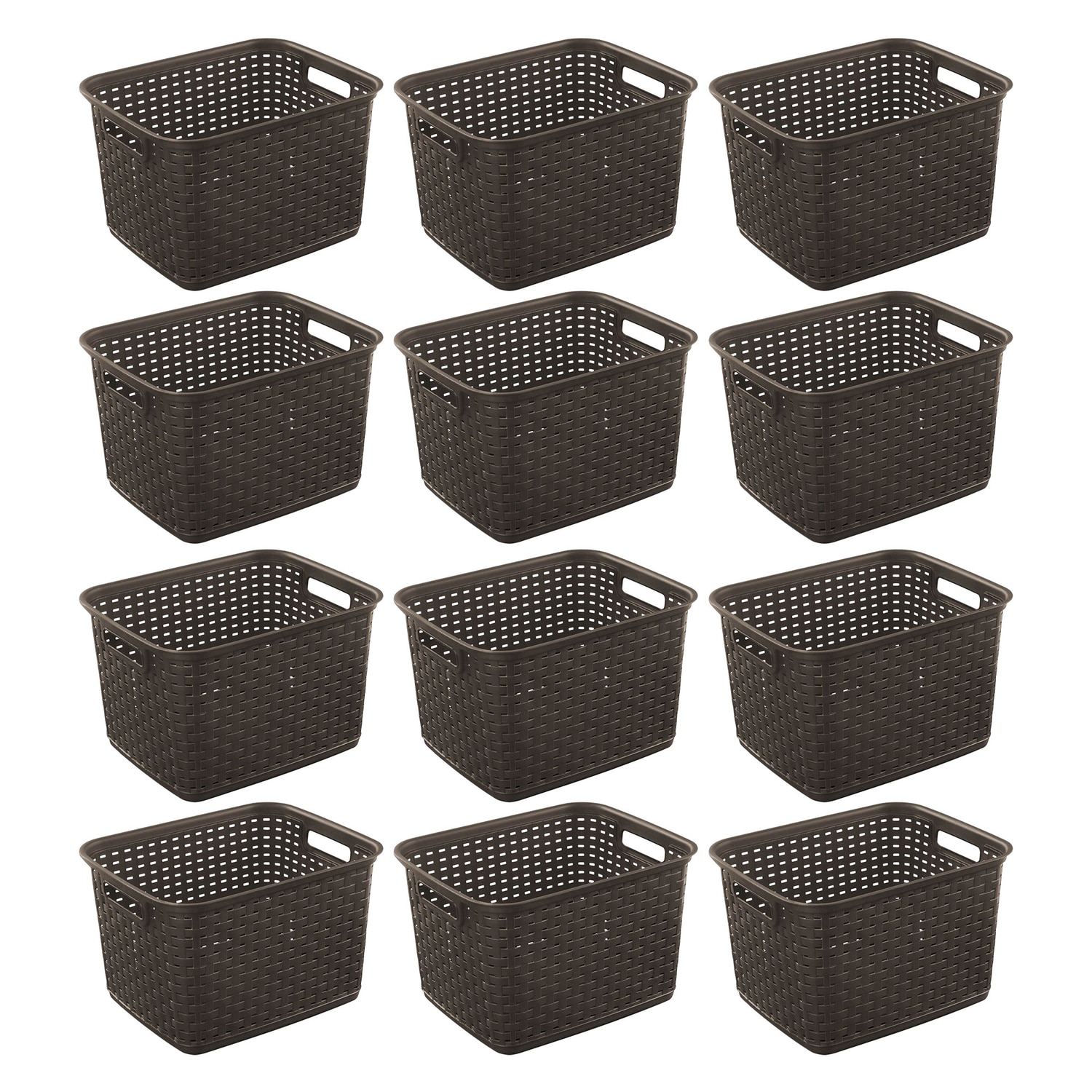 Sterilite Short Weave Wicker Pattern Storage Container Basket, Gray (6 Pack)