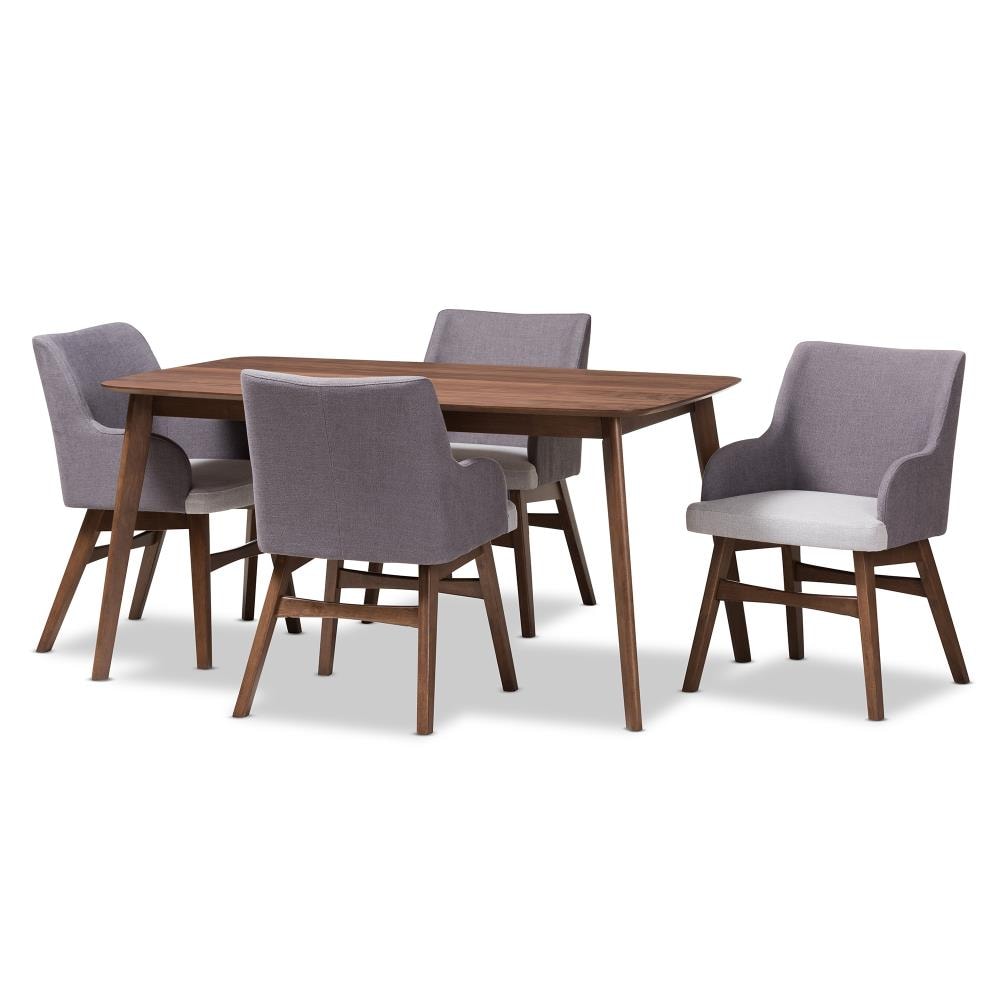 Baxton Studio 145-7176-7946-LW Monte Grey Contemporary/Modern Dining Room Set with Rectangular Table (Seats 4)