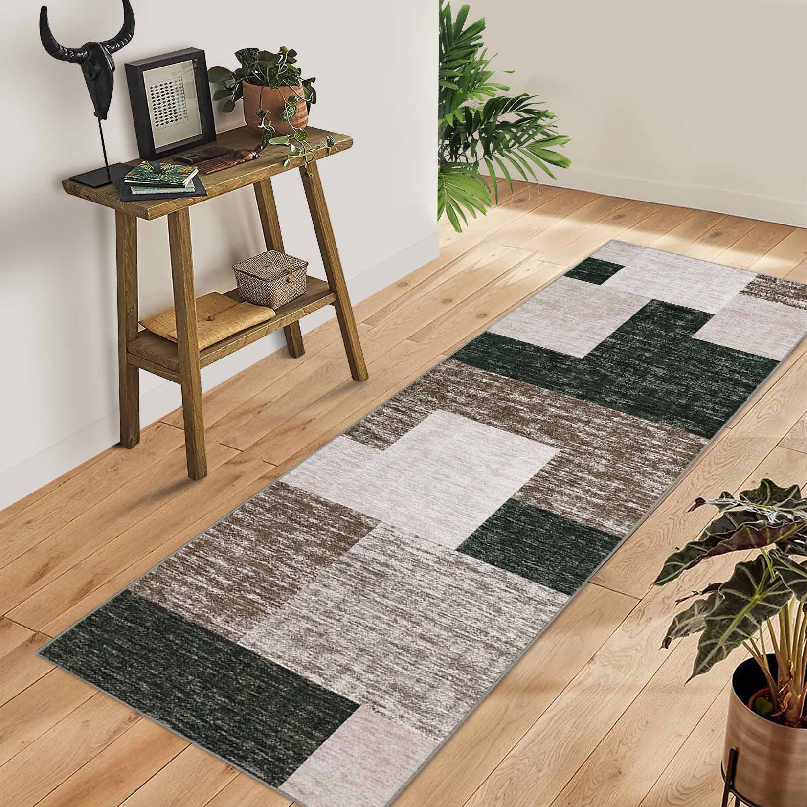 Garvee YXY-LO-PHO-0VUFXL6E 2 x 8 (ft) Loomed Polyester Brown Rectangular Indoor Geometric Mid-Century Modern Machine washable Runner rug