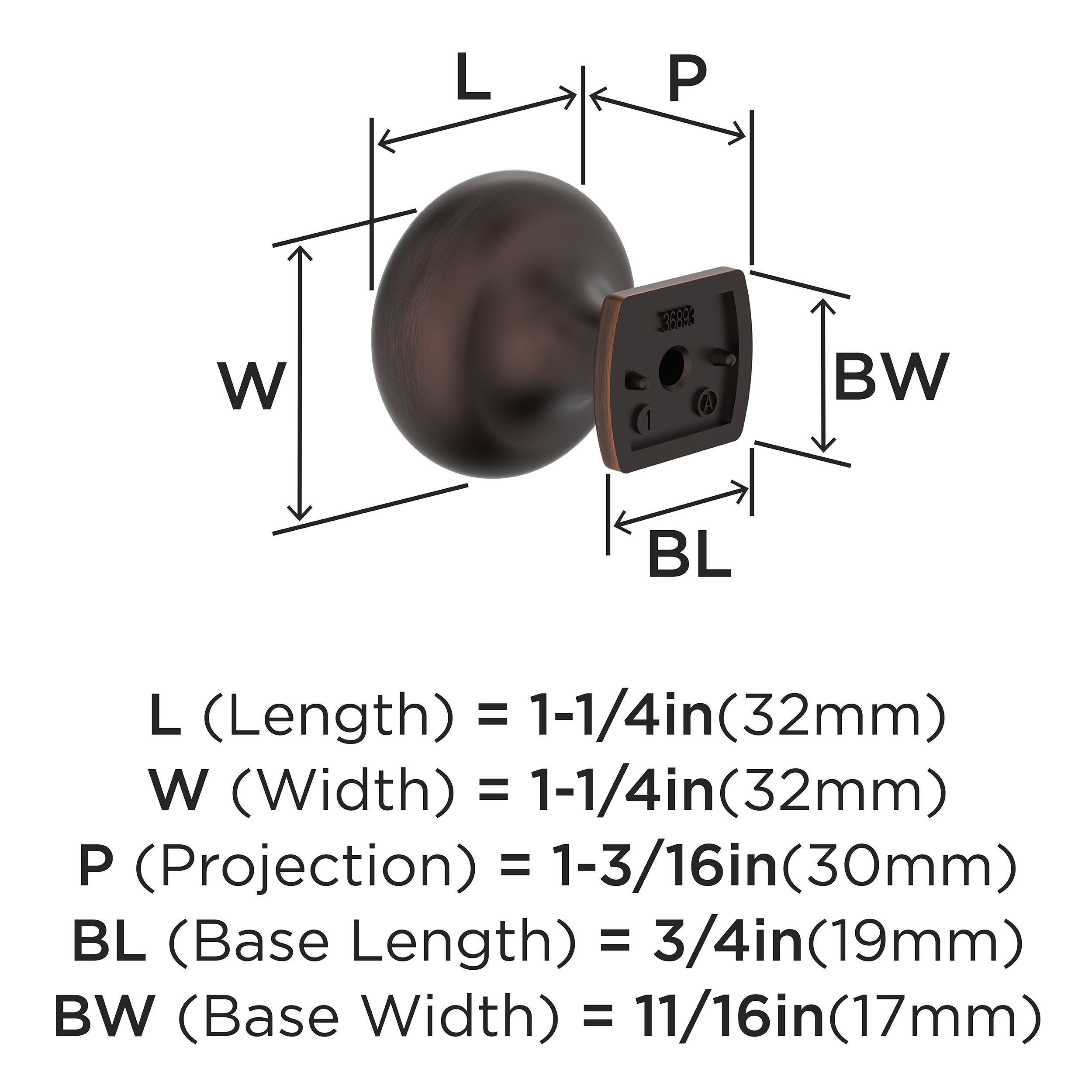 Amerock BP36893ORB Cabinet-Knobs - View #4