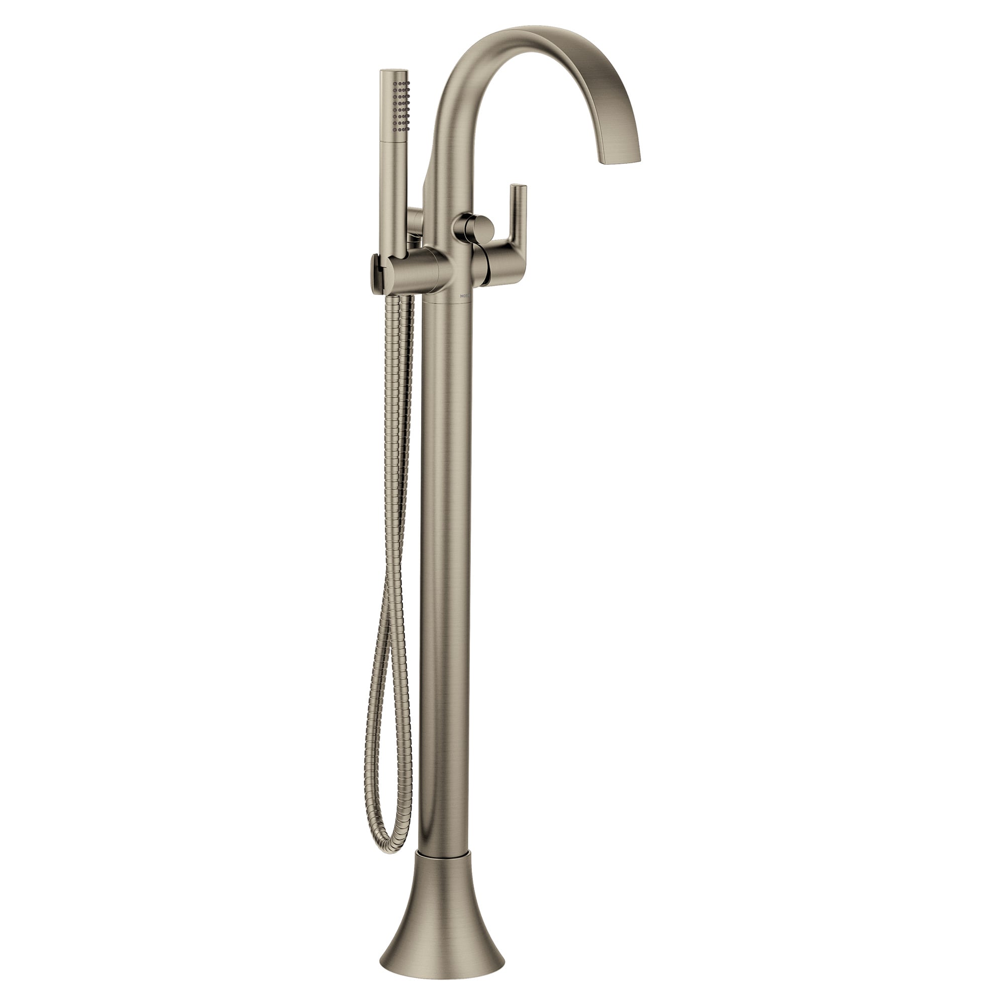 Brushed Nickel Freestanding Tub Filler with Handshower