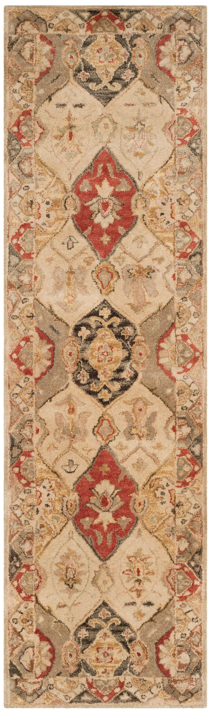 Antiquity Hand-Tufted Red and Beige Wool Runner Rug