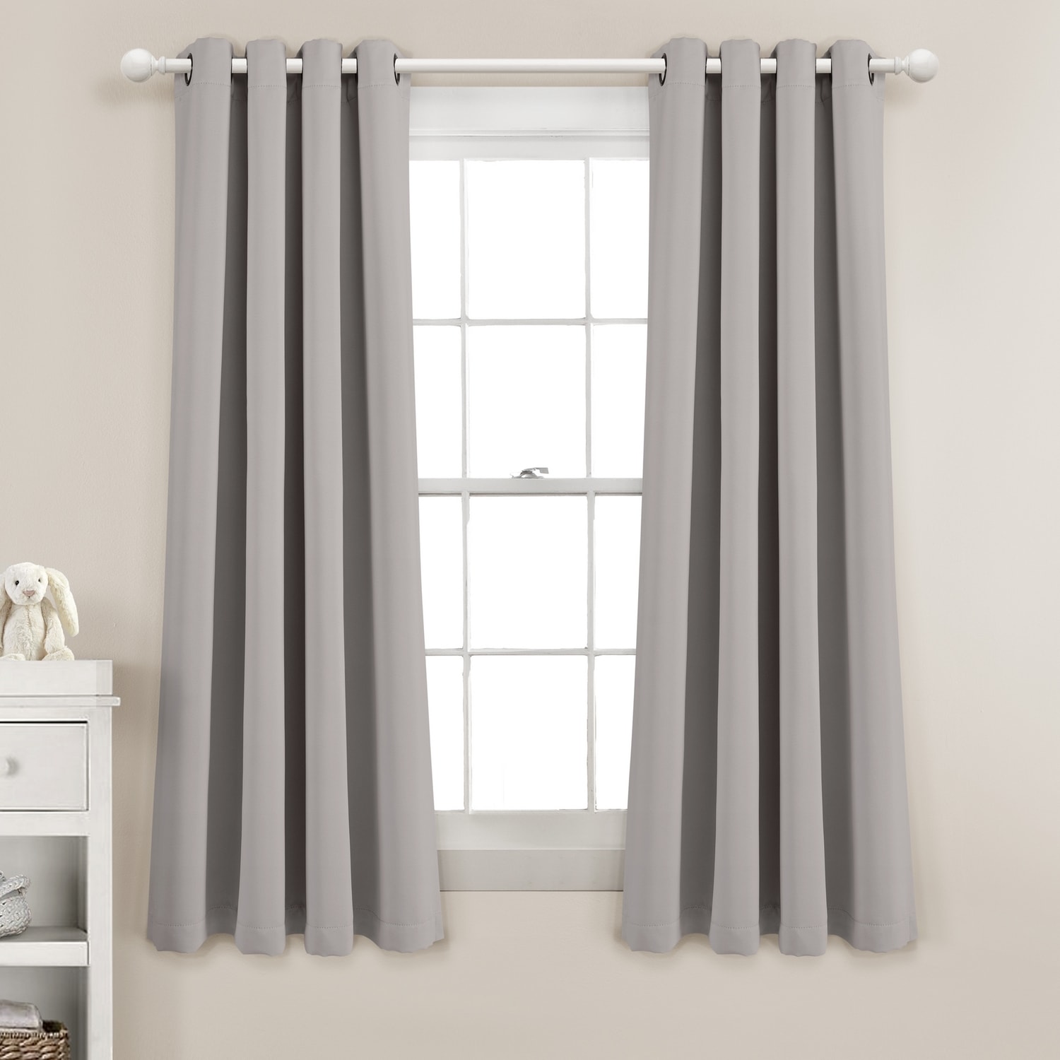 Lush Decor 21T010157 63-Inches Gray Blackout Grommet Curtain panel pair