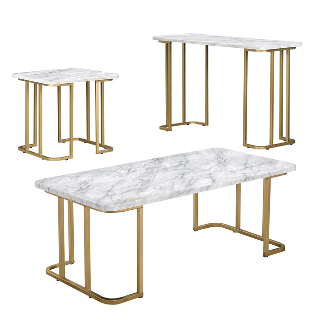 Furniture of America Otter Rock Modern White Accent Table Set in the ...